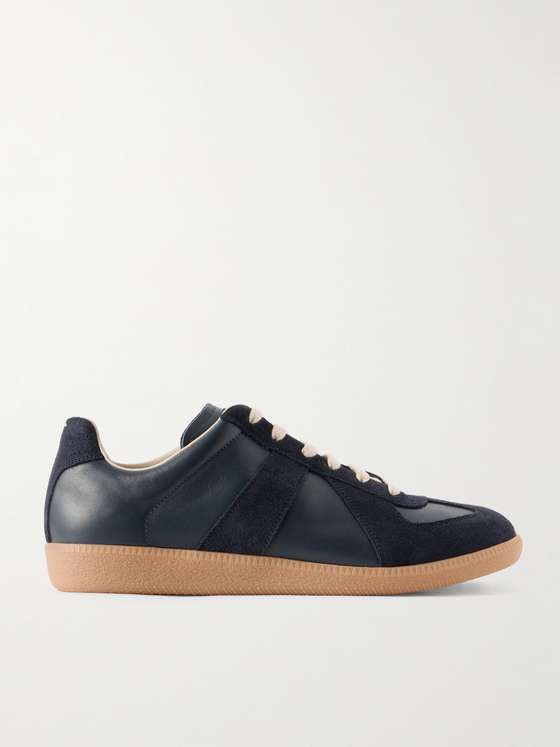 Maison Margiela Replica Suede-Trimmed Leather Sneakers