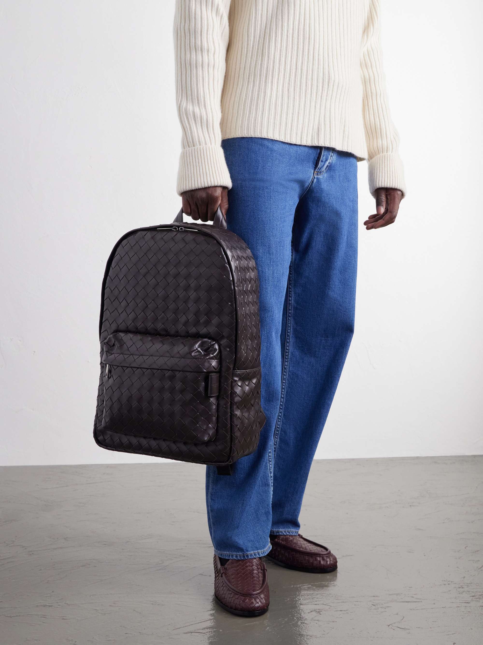 BOTTEGA VENETA Avenue Intrecciato Leather Backpack