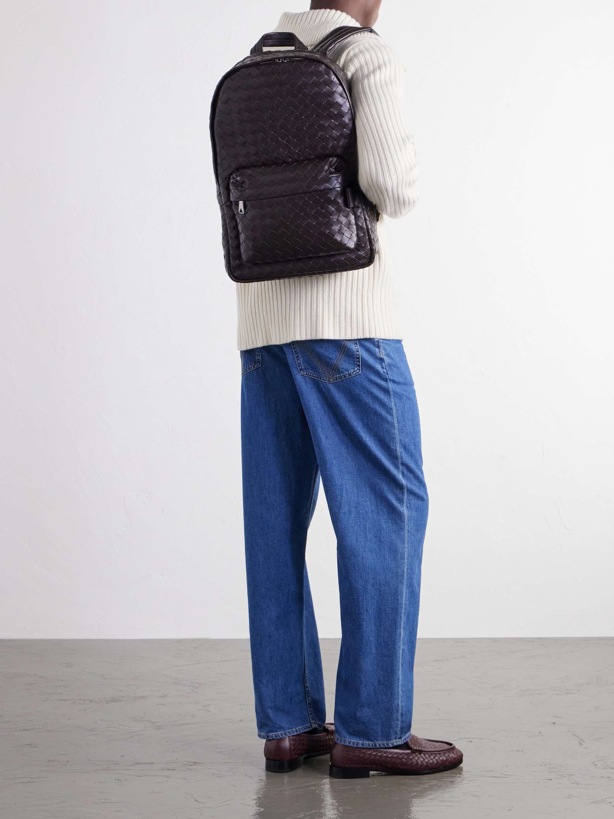 BOTTEGA VENETA Avenue Intrecciato Leather Backpack