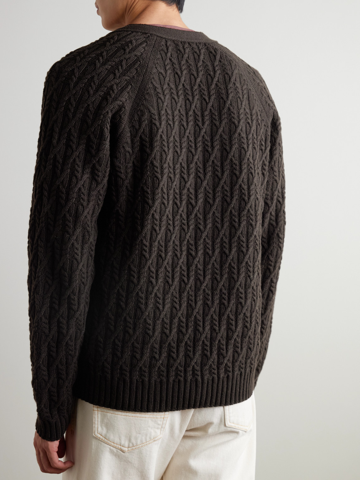 Mr P. - Cable-knit Wool Cardigan - Men - Brown - Xs 
