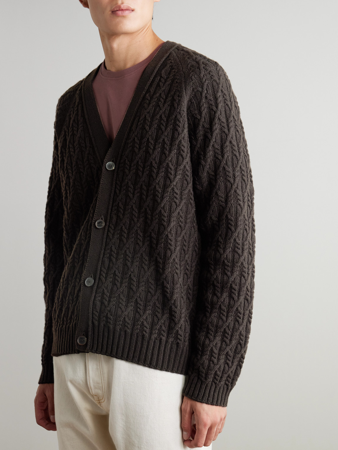  Mr P. - Cable-knit Wool Cardigan - Men - Brown - Xs 
