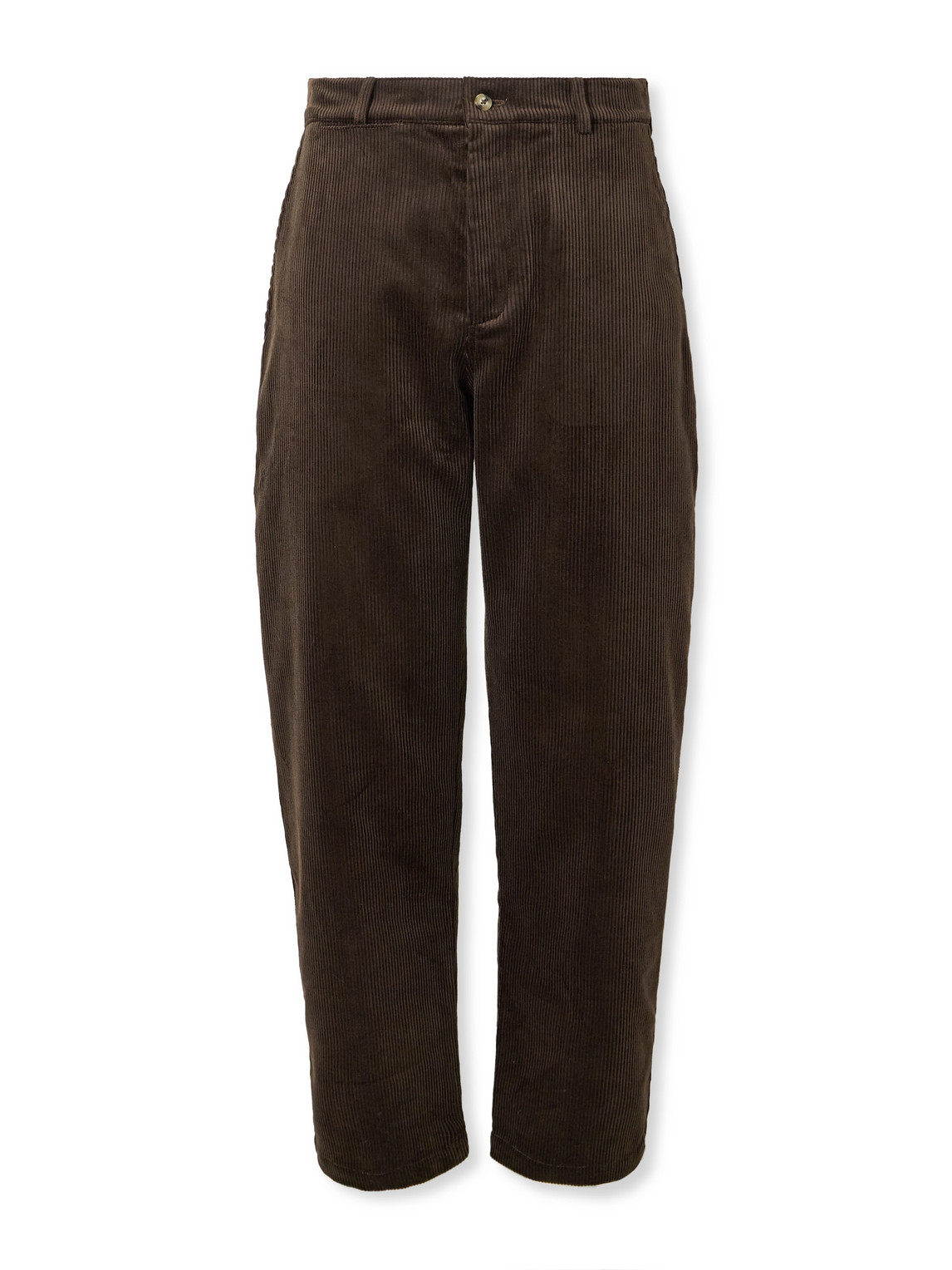 De Bonne Facture Balloon Tapered Cotton-corduroy Suit Trousers In Brown