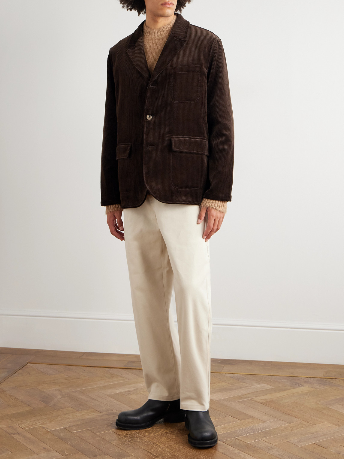 De Bonne Facture Cotton-corduroy Suit Jacket In Black