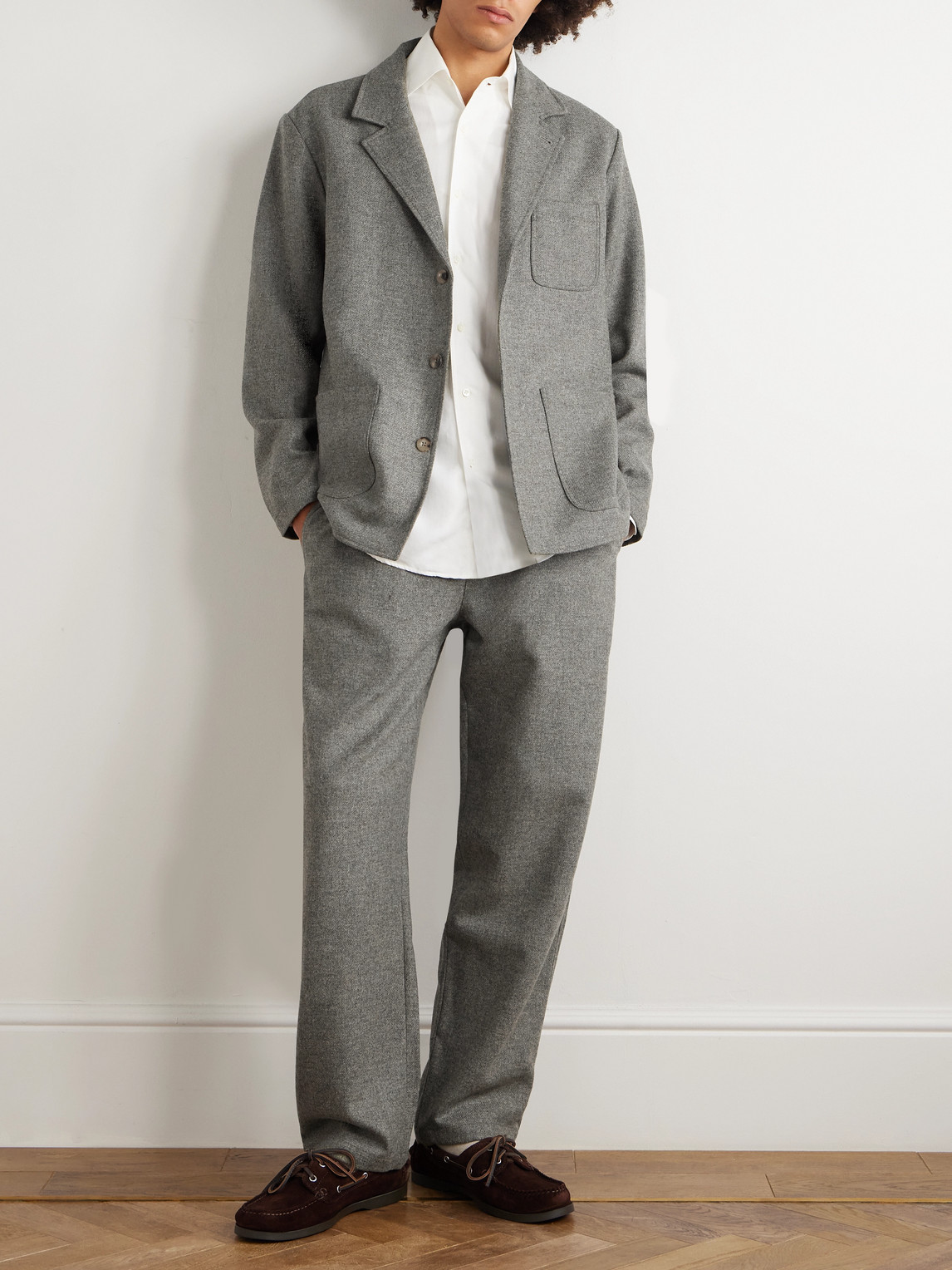 De Bonne Facture Traveler Wool-twill Suit Jacket In Gray