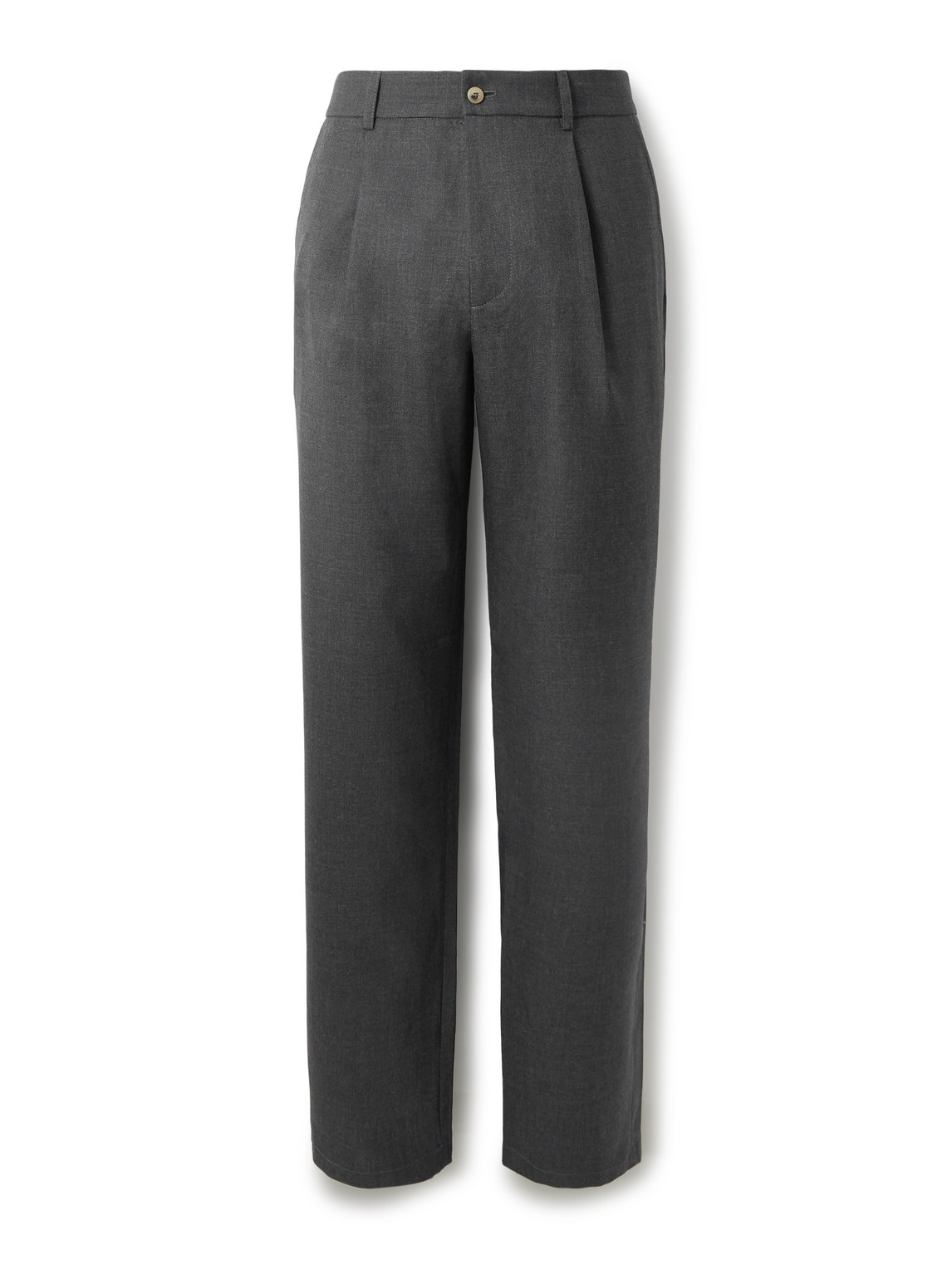 De Bonne Facture Straight-leg Pleated Super 130s Wool Suit Trousers In Gray