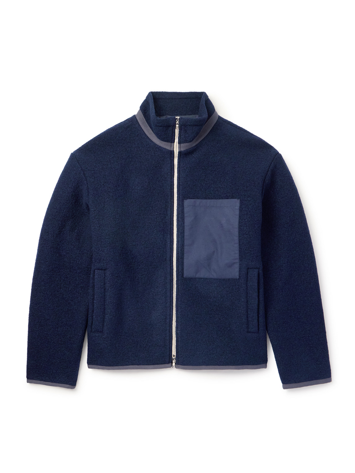 De Bonne Facture Cotton-trimmed Brushed-wool Jacket In Blue