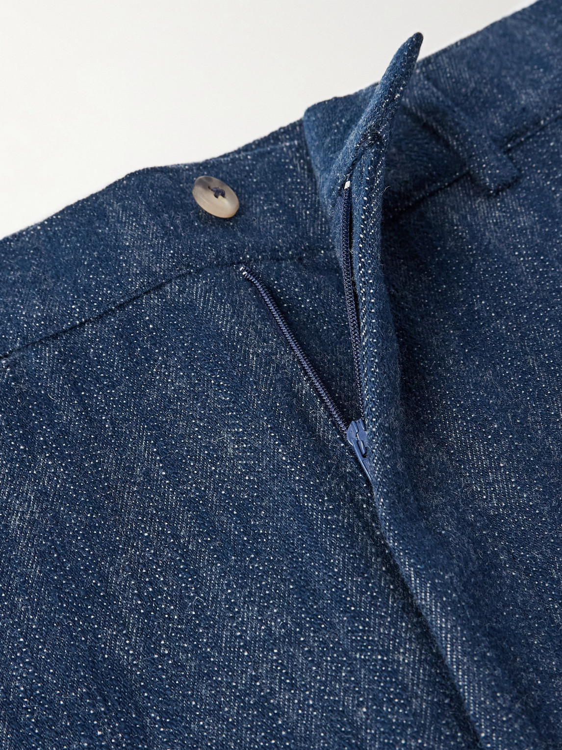 De Bonne Facture Balloon Tapered Cotton And Virgin Wool-blend Trousers In Blue