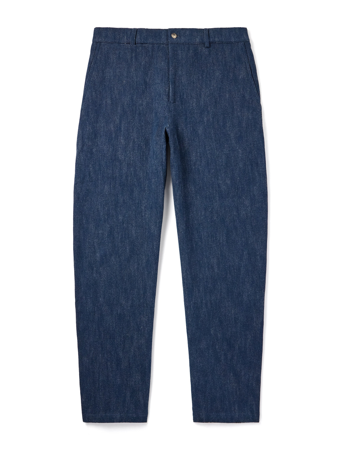 De Bonne Facture Balloon Tapered Cotton And Virgin Wool-blend Trousers In Blue