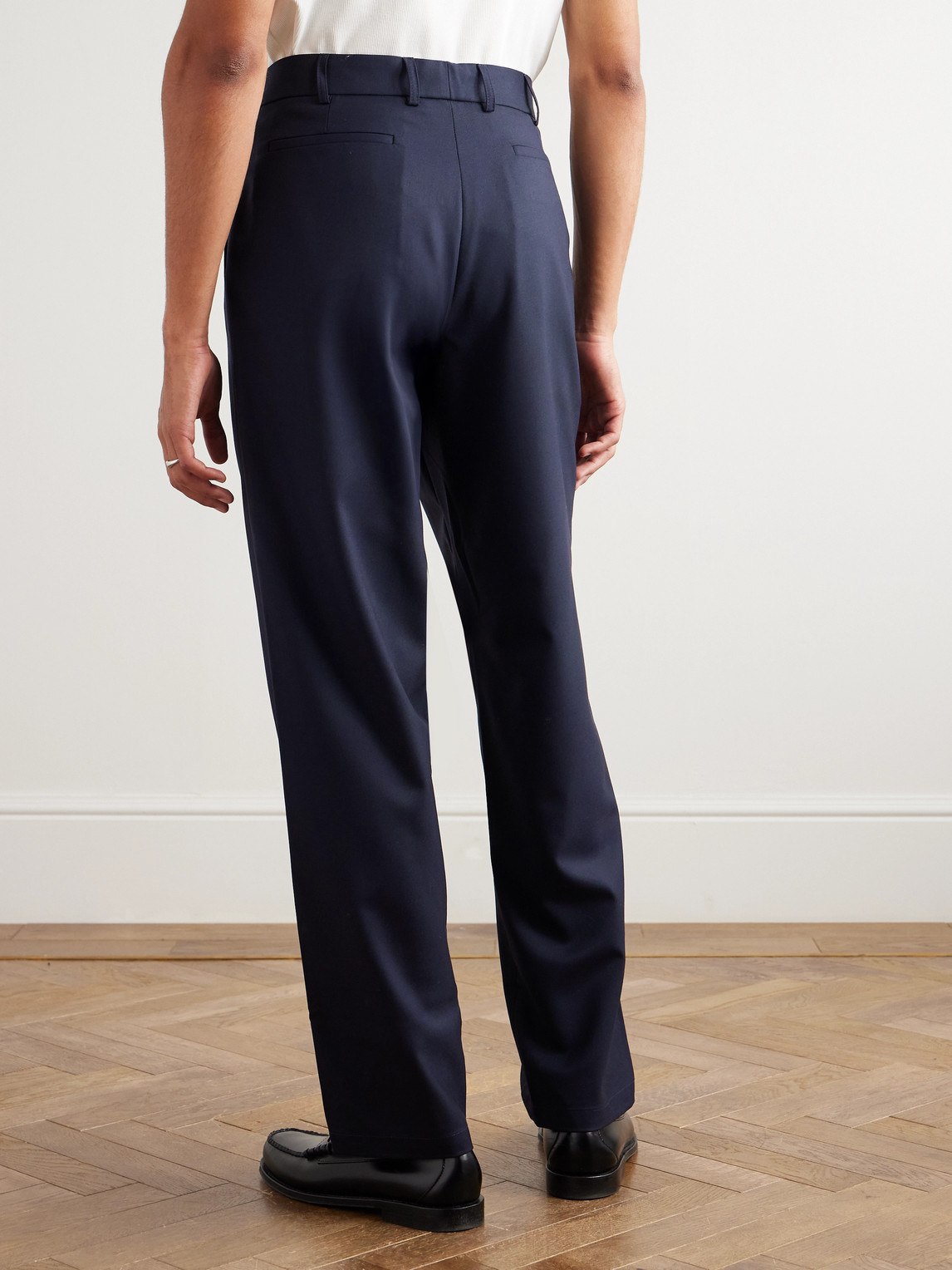 De Bonne Facture Straight-leg Pleated Super 130s Wool Suit Trousers In Blue