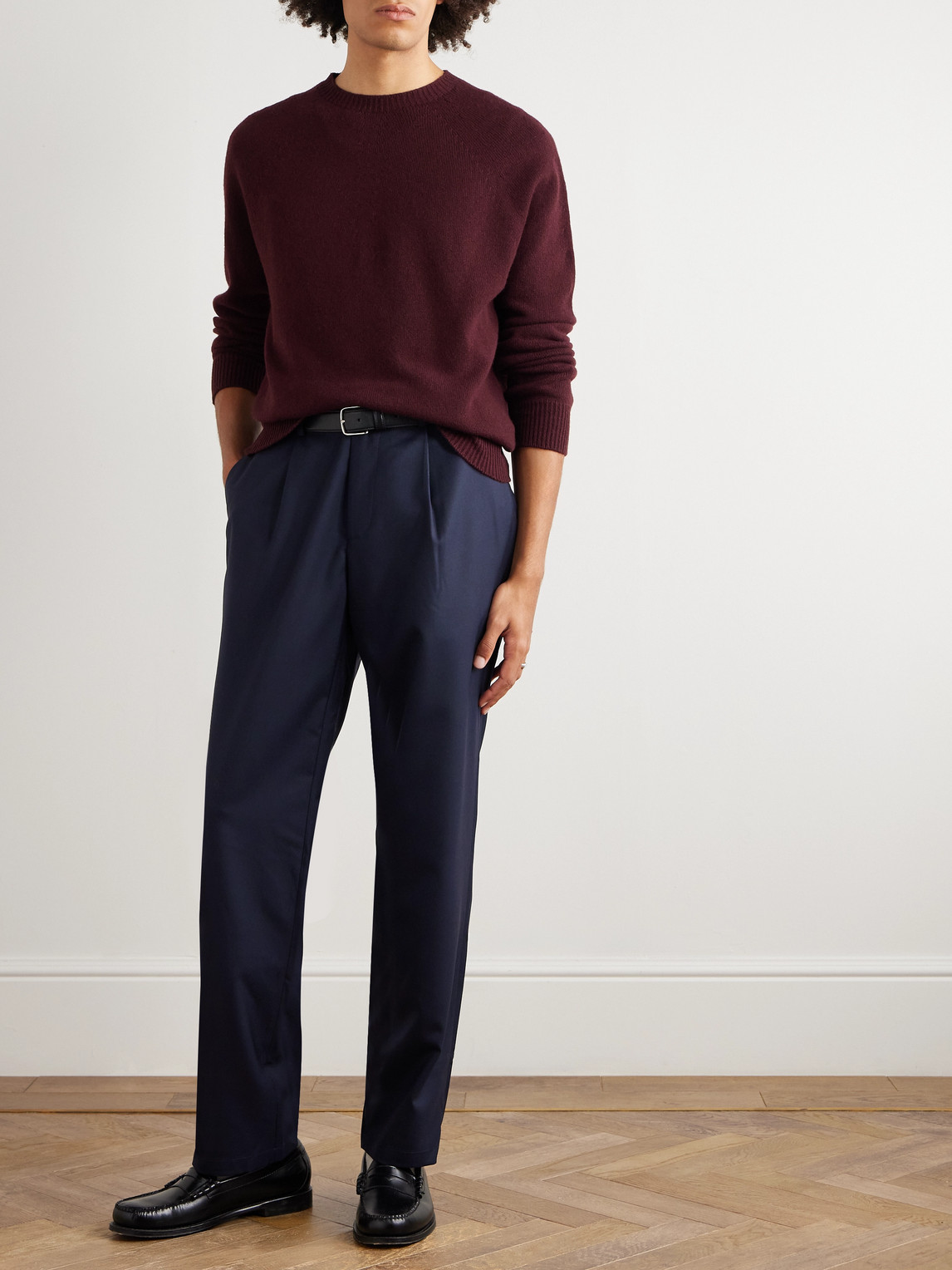De Bonne Facture Straight-leg Pleated Super 130s Wool Suit Trousers In Blue