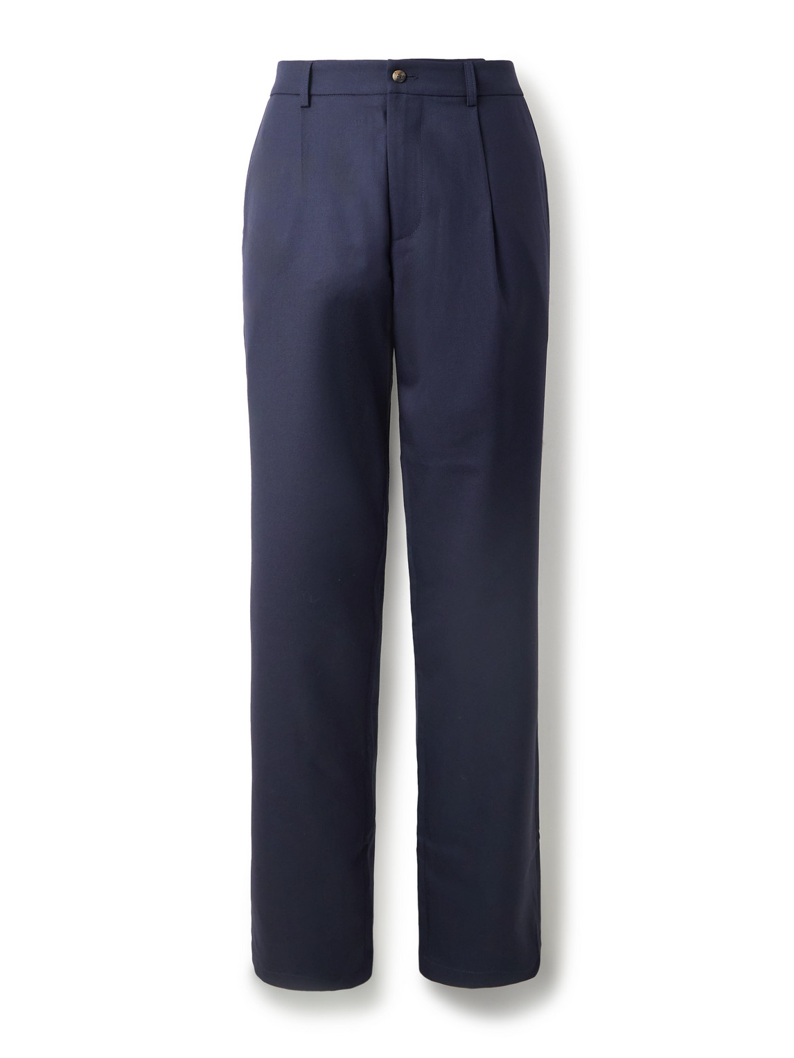 De Bonne Facture Straight-leg Pleated Super 130s Wool Suit Trousers In Blue