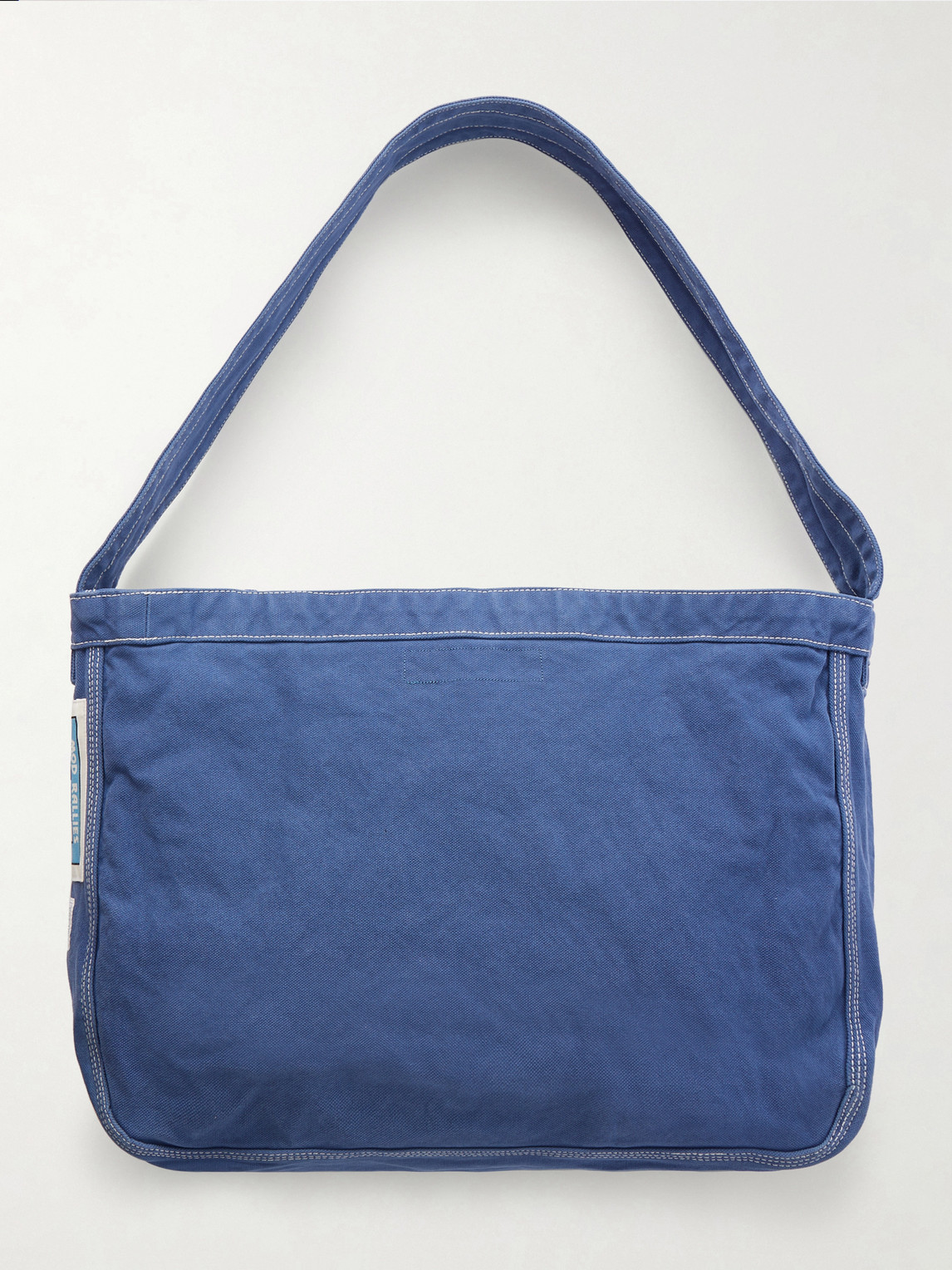 Neighborhood Newspaper Mod Appliquéd Terry-trimmed Cotton-canvas Tote Bag In Blue