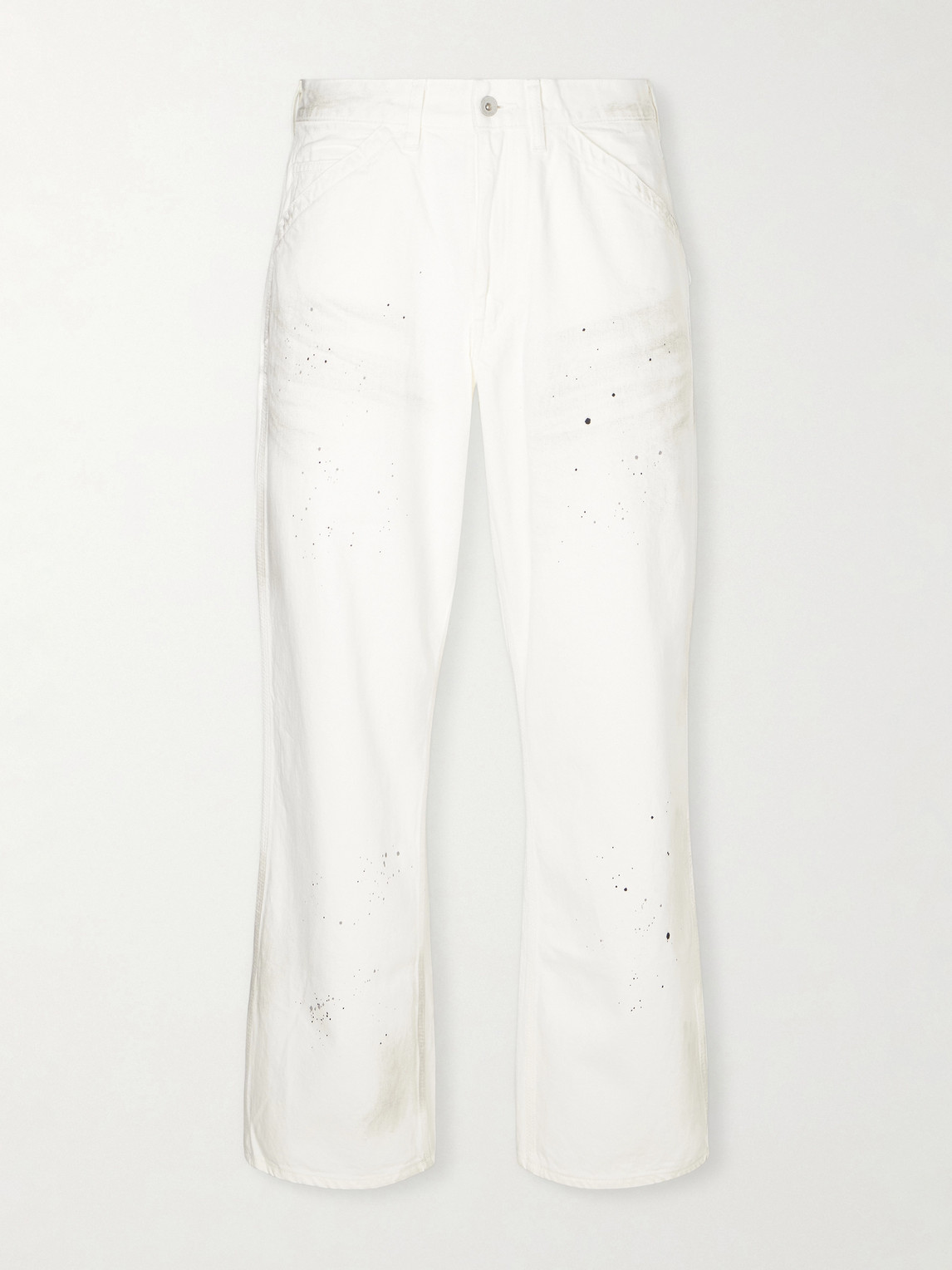 Neighborhood Cropped Wide-Leg Paint-plattered Denim Cargo Trousers - Men