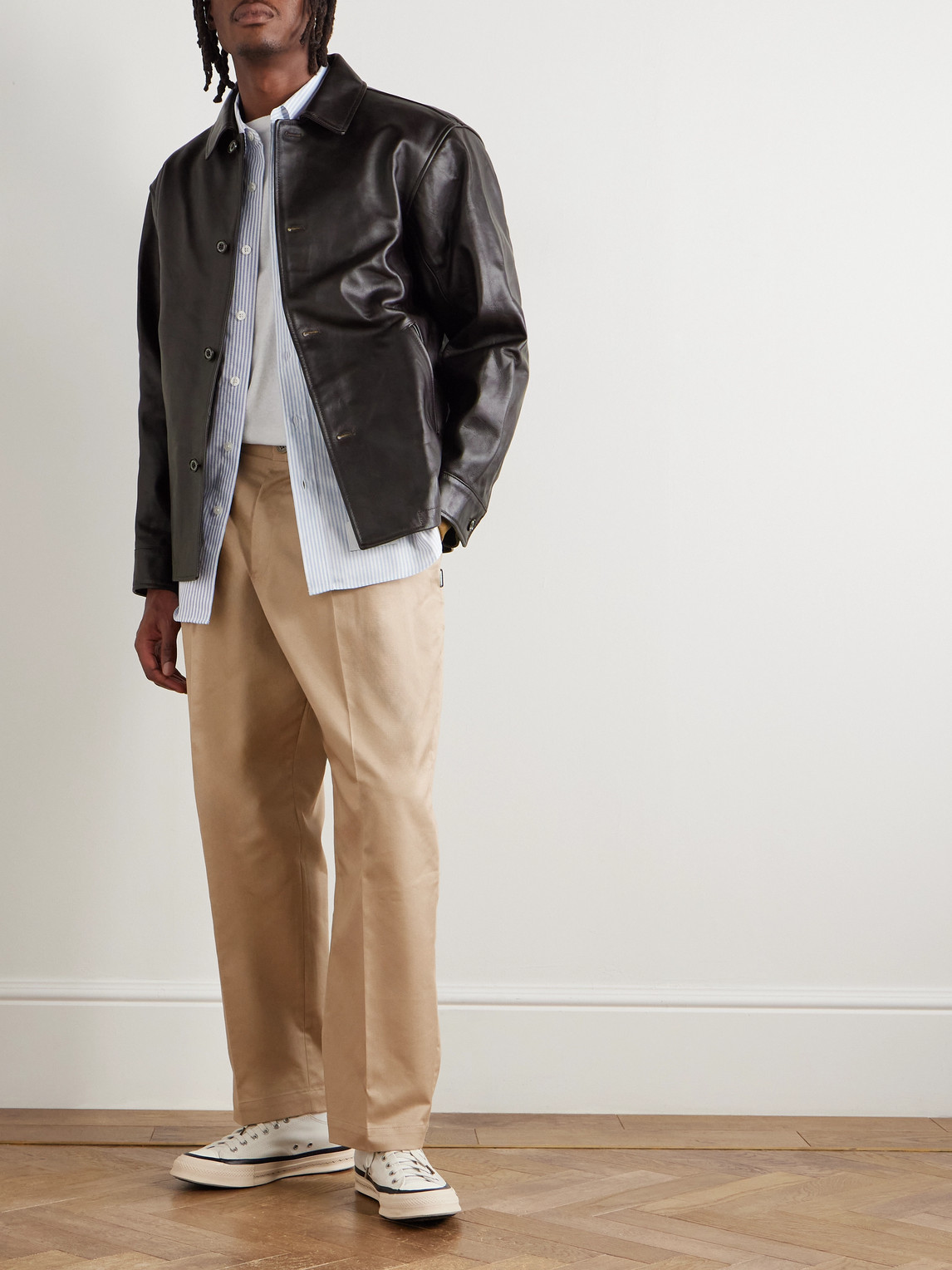 Neighborhood Leather Jacket In Gray | ModeSens