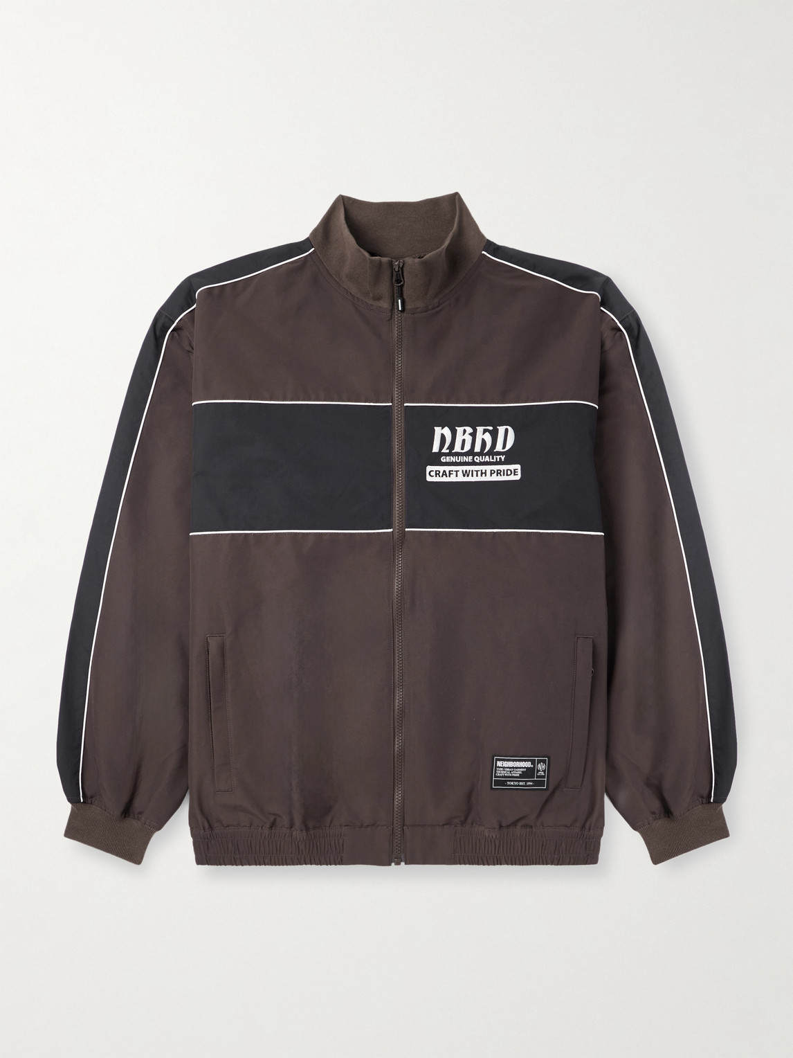 Neighborhood Logo-Embroidered Two-Tone Cotton-Blend Track Jacket - Men