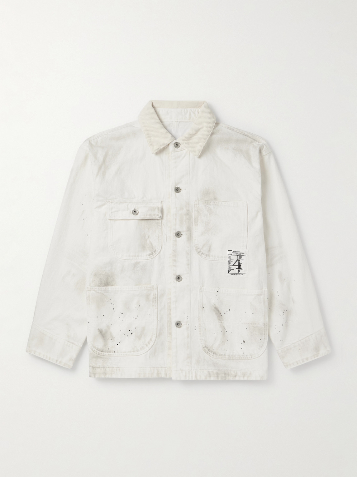 Neighborhood Corduroy-Trimmed Paint-plattered Denim Jacket - Men