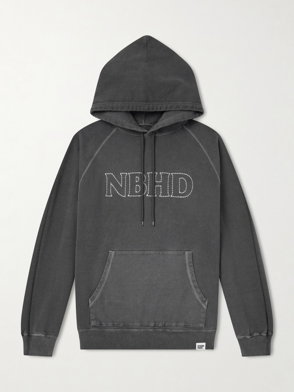 Neighborhood Logo-Embroidered Pigment-Dyed Cotton-Jersey Hoodieen