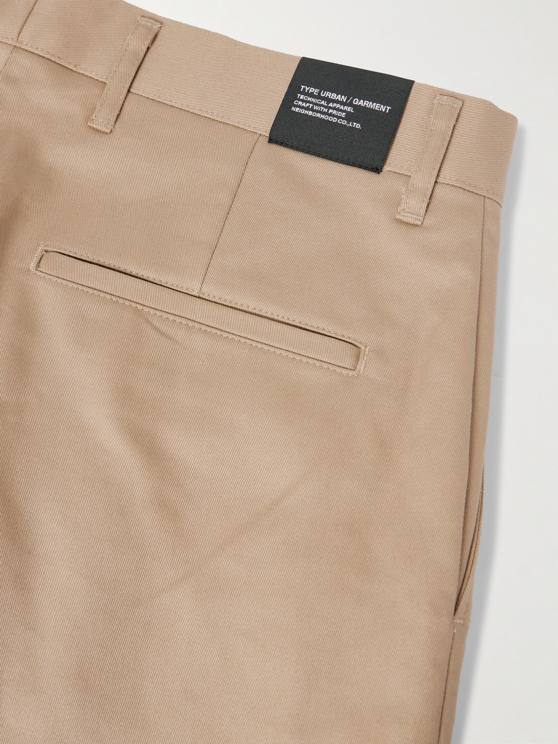 Neighborhood Two Tuck Straight-leg Cotton-blend Trousers In Neutral