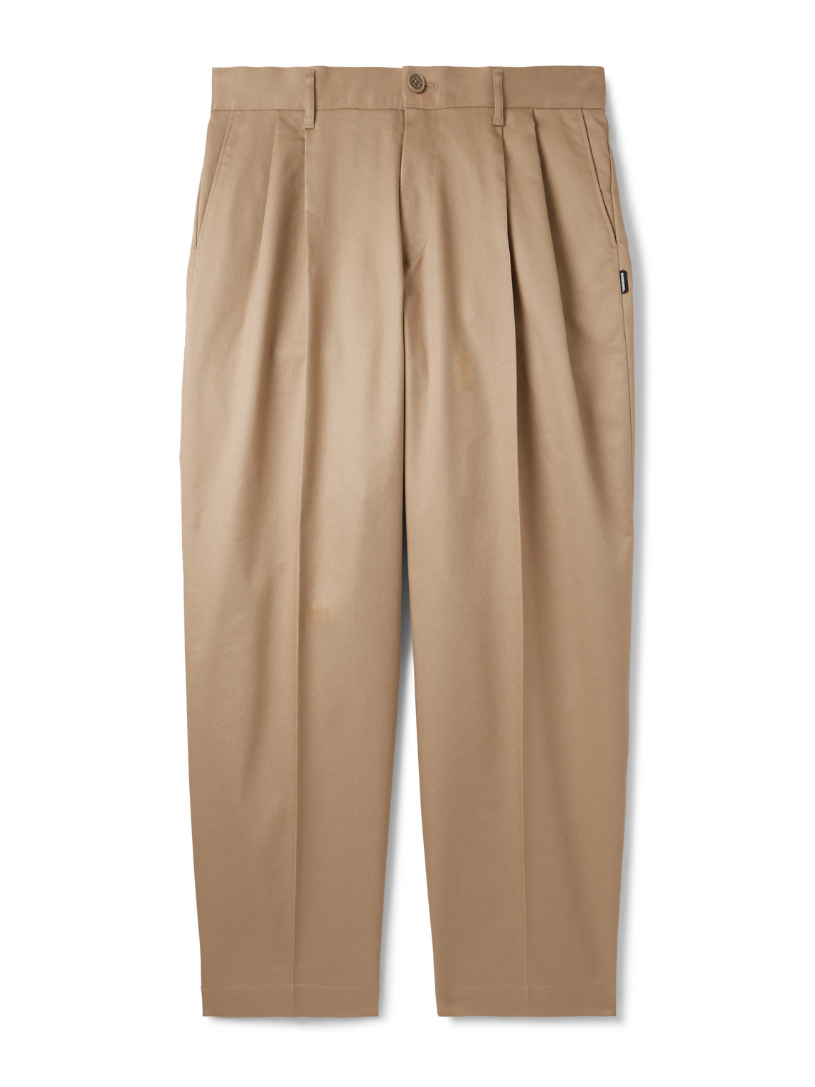 Neighborhood Two Tuck Straight-leg Cotton-blend Trousers In Neutral