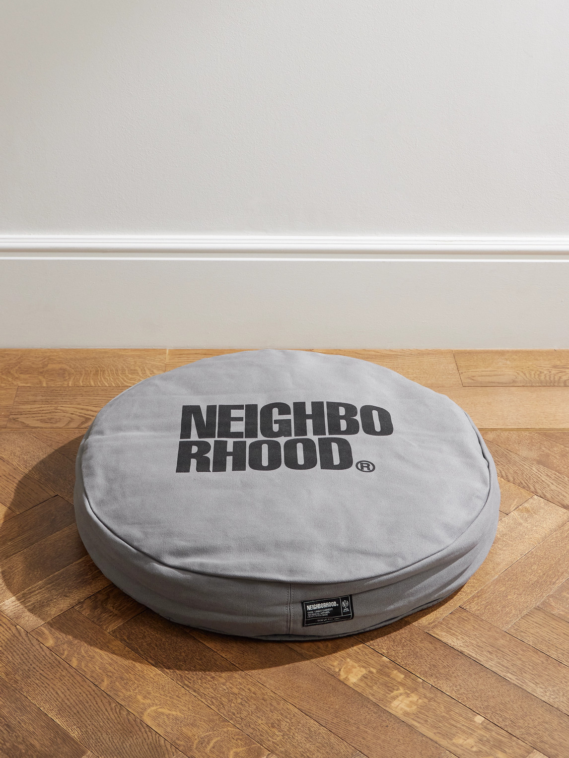 Neighborhood Circle Logo-print Cotton-canvas Dog Bed In Gray