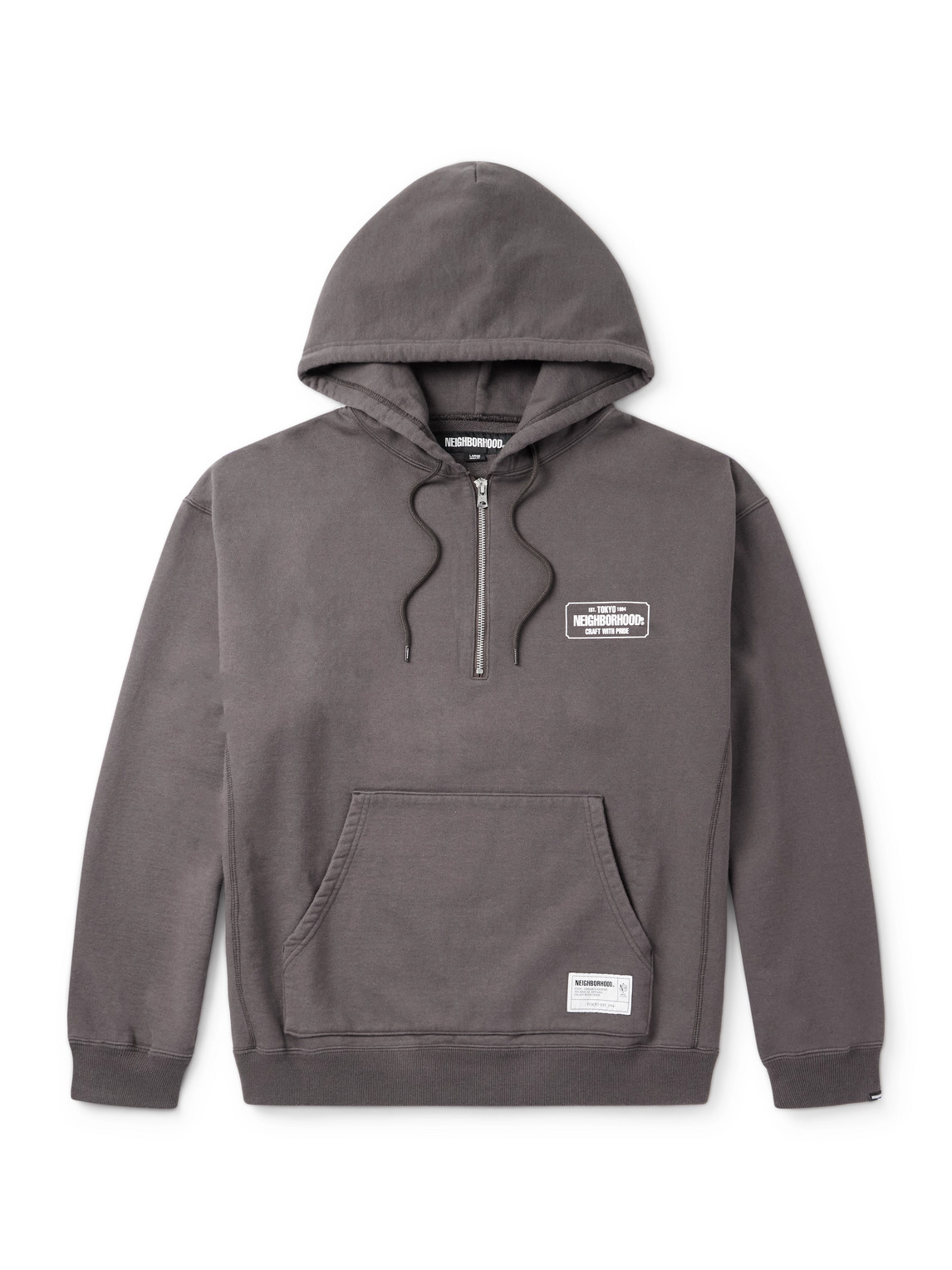 Neighborhood - Pigment-Dyed Logo-Appliquéd Cotton-Jersey Hoodie