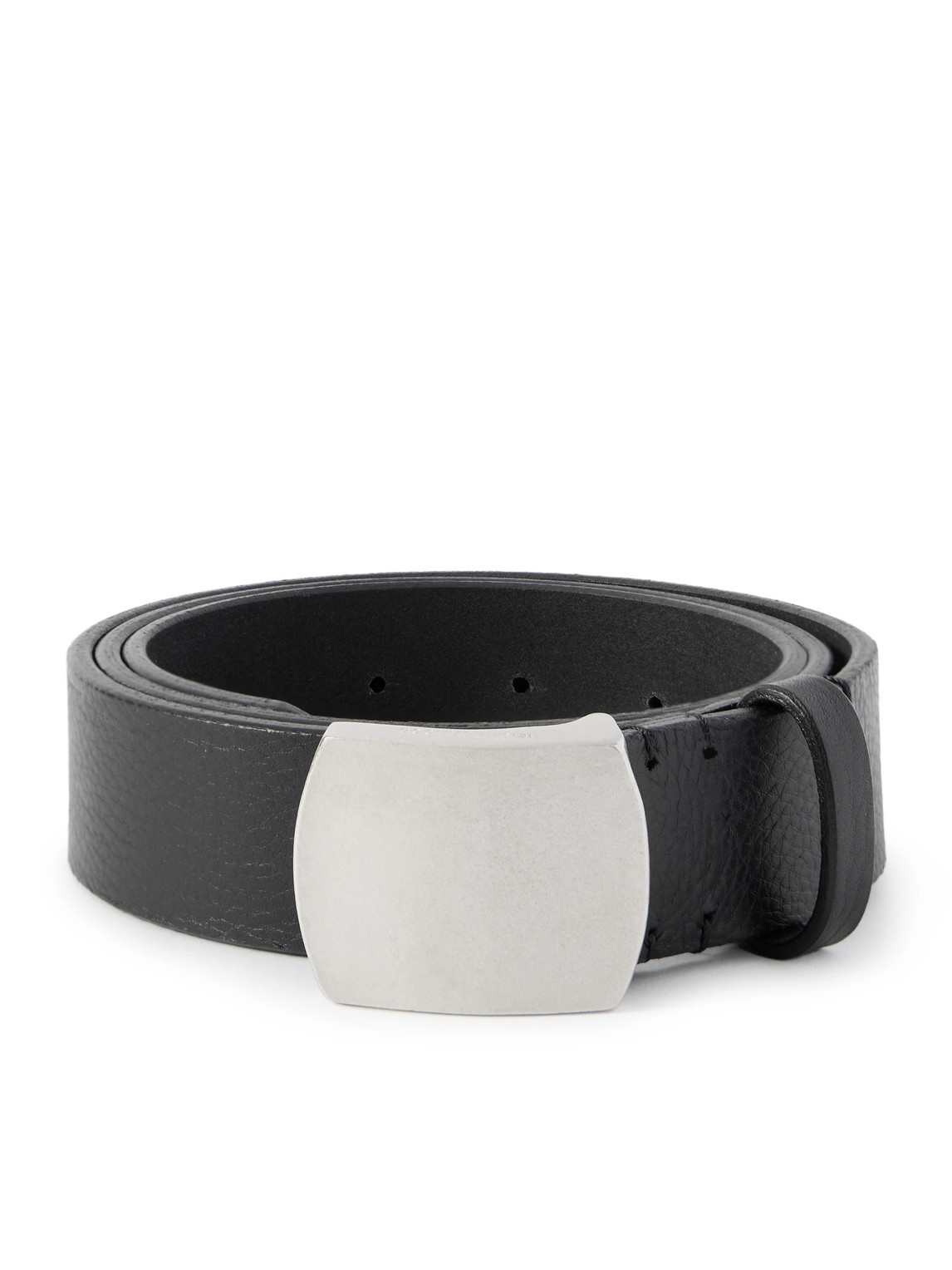 Neighborhood 3cm Full-grain Leather Belt In Black