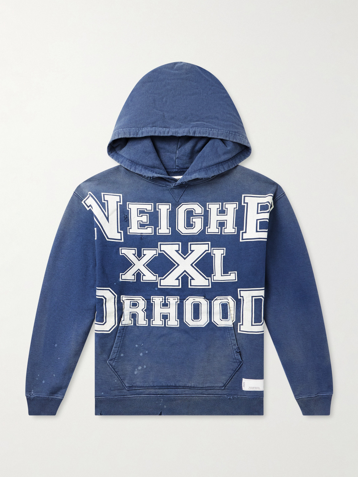 Neighborhood avage Logo-Print Distressed Cotton-Jersey Hoodie - Men