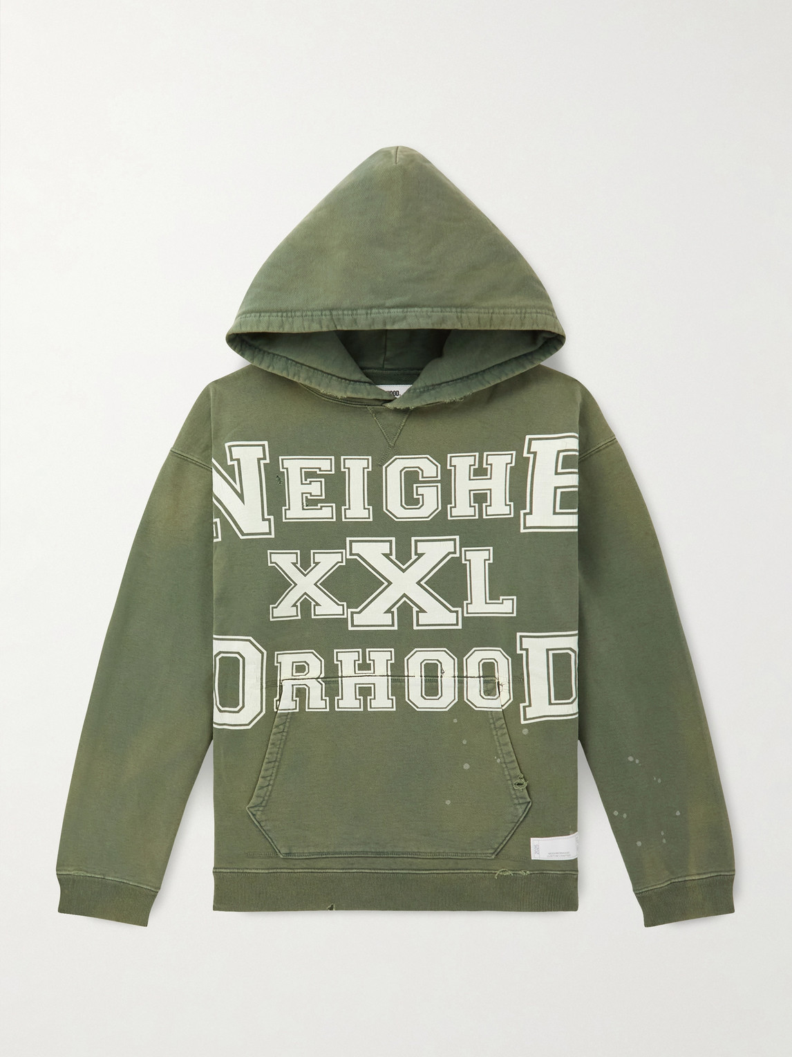 Neighborhood avage Logo-Print Distressed Cotton-Jersey Hoodie - Men