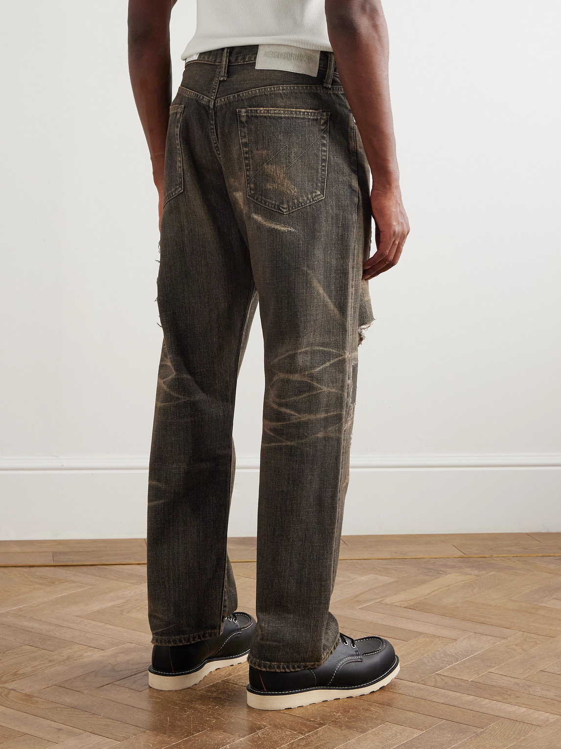 Neighborhood Savage Straight-leg Distressed Jeans In Black
