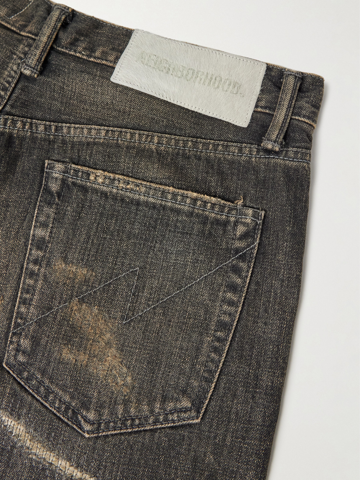 Neighborhood Savage Straight-leg Distressed Jeans In Black