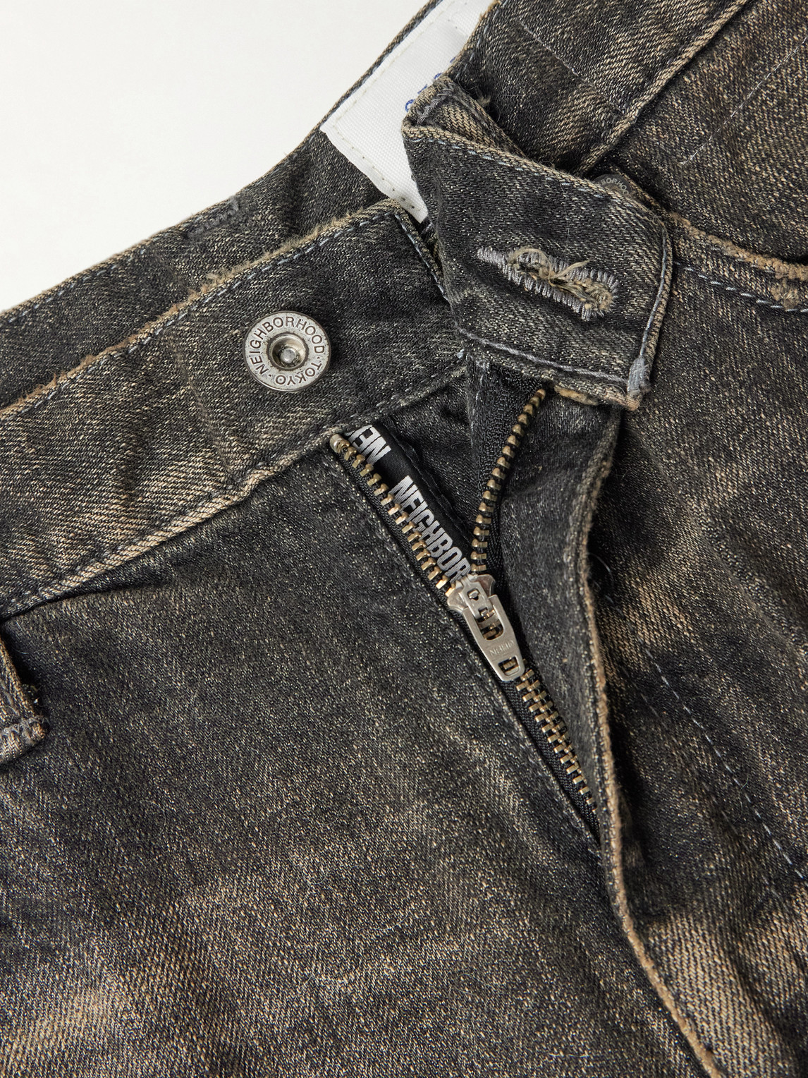 Neighborhood Savage Straight-leg Distressed Jeans In Black
