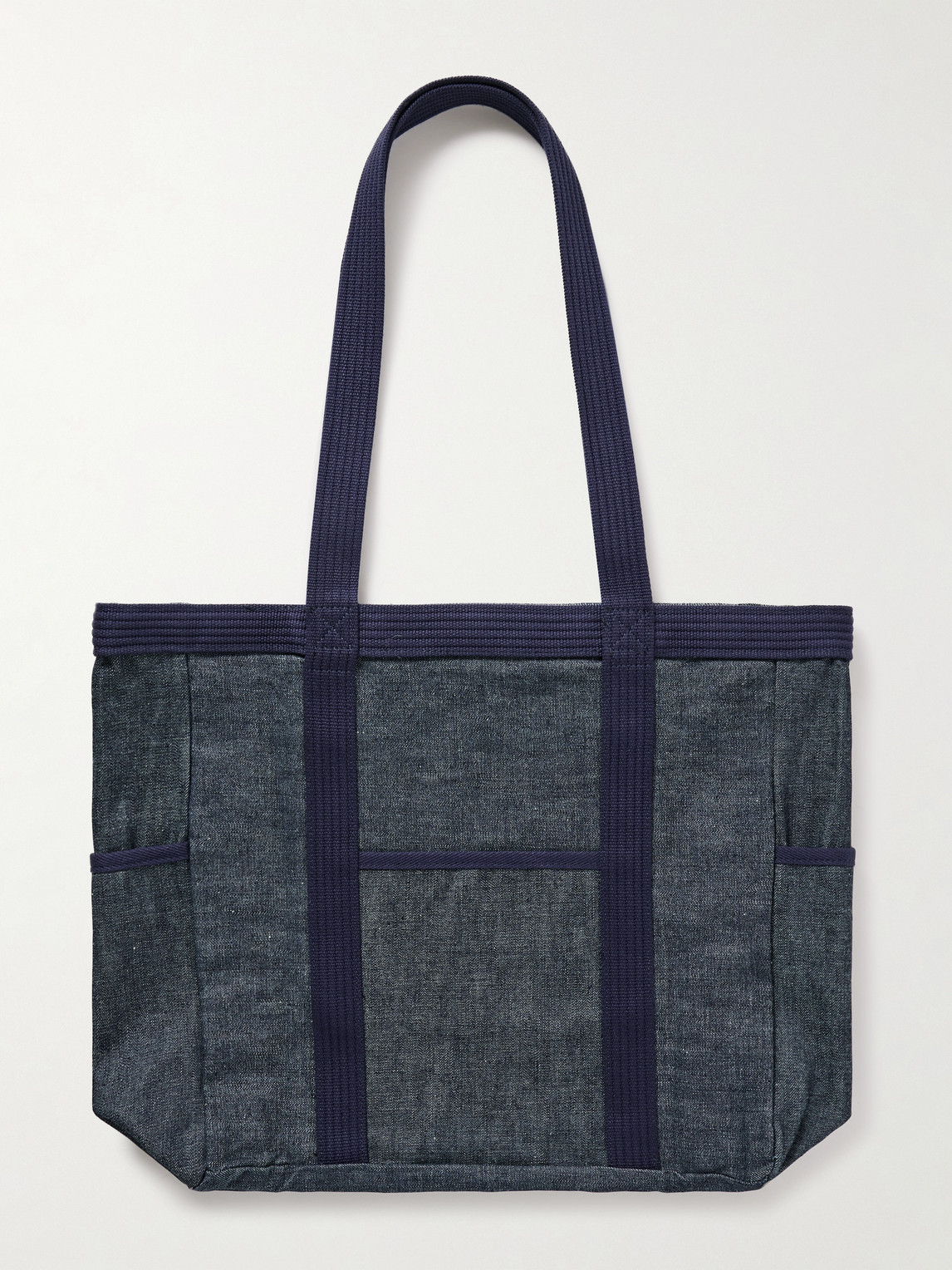 Neighborhood Canvas-trimmed Logo-print Denim Tote Bag In Blue