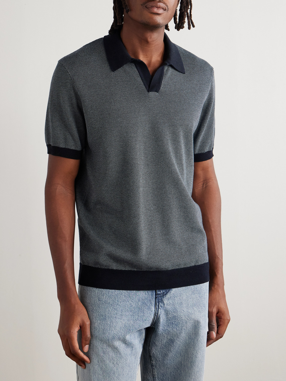 Mr P. - Honeycomb-Knit Organic Cotton Polo Shirt