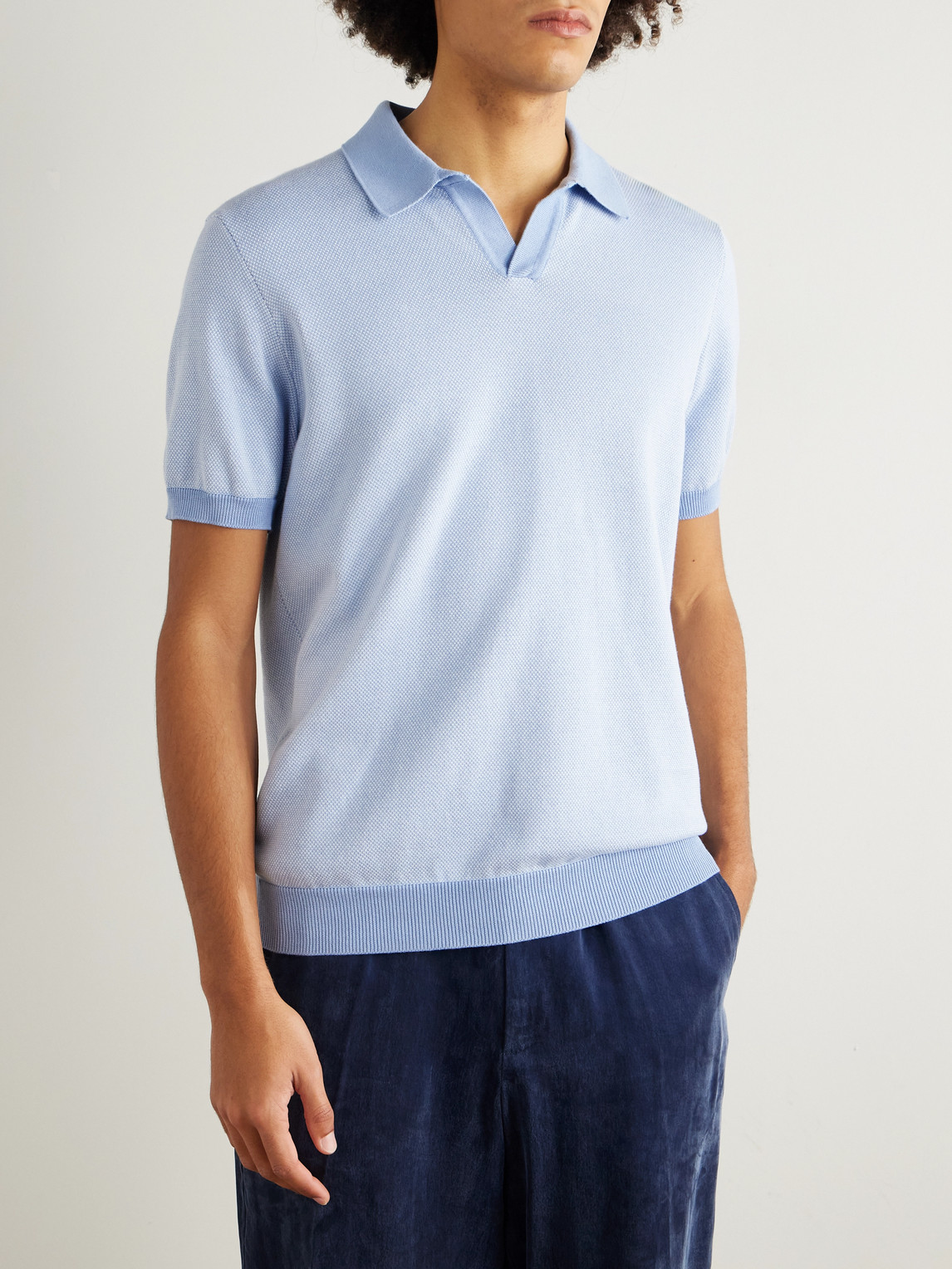 Mr P. - Honeycomb-Knit Organic Cotton Polo Shirt