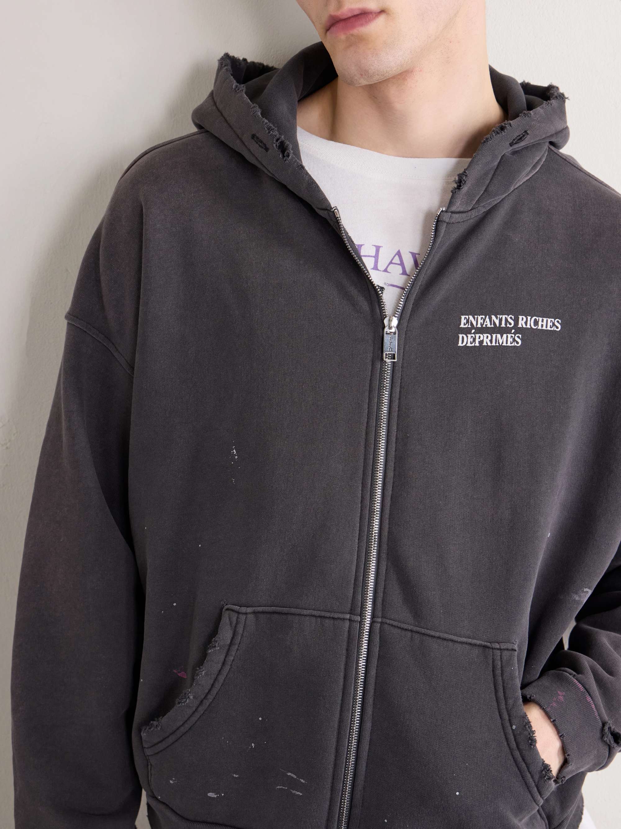 トップス enfants riches deprimes zip hoodie ENFANTS RICHES DÉPRIMÉS Logo-Print Cotton-Jersey Zip-Up Hoodie for