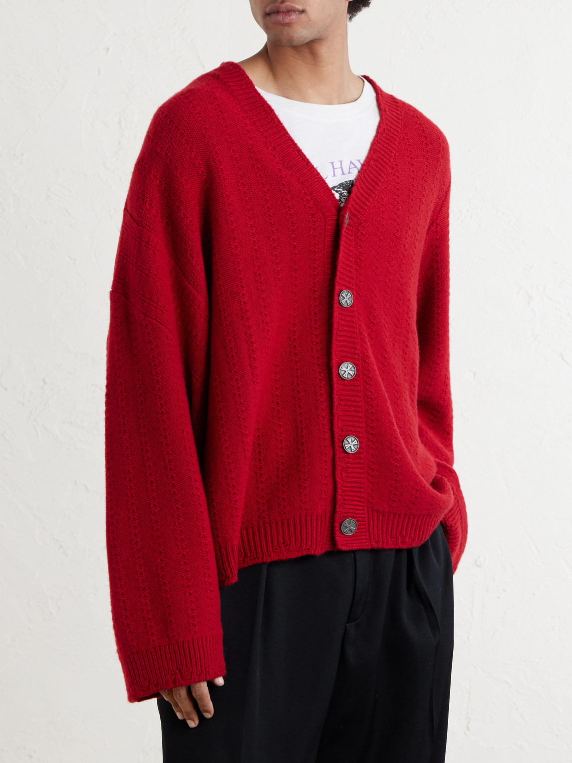 Enfants Riches Déprimés - Asymmetric Cashmere Cardigan - Men - Red - S 