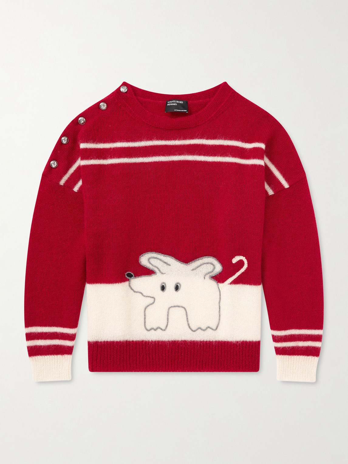 Enfants Riches Déprimés Rat Embroidered Striped Mohair and Silk-Blend Sweater - Men