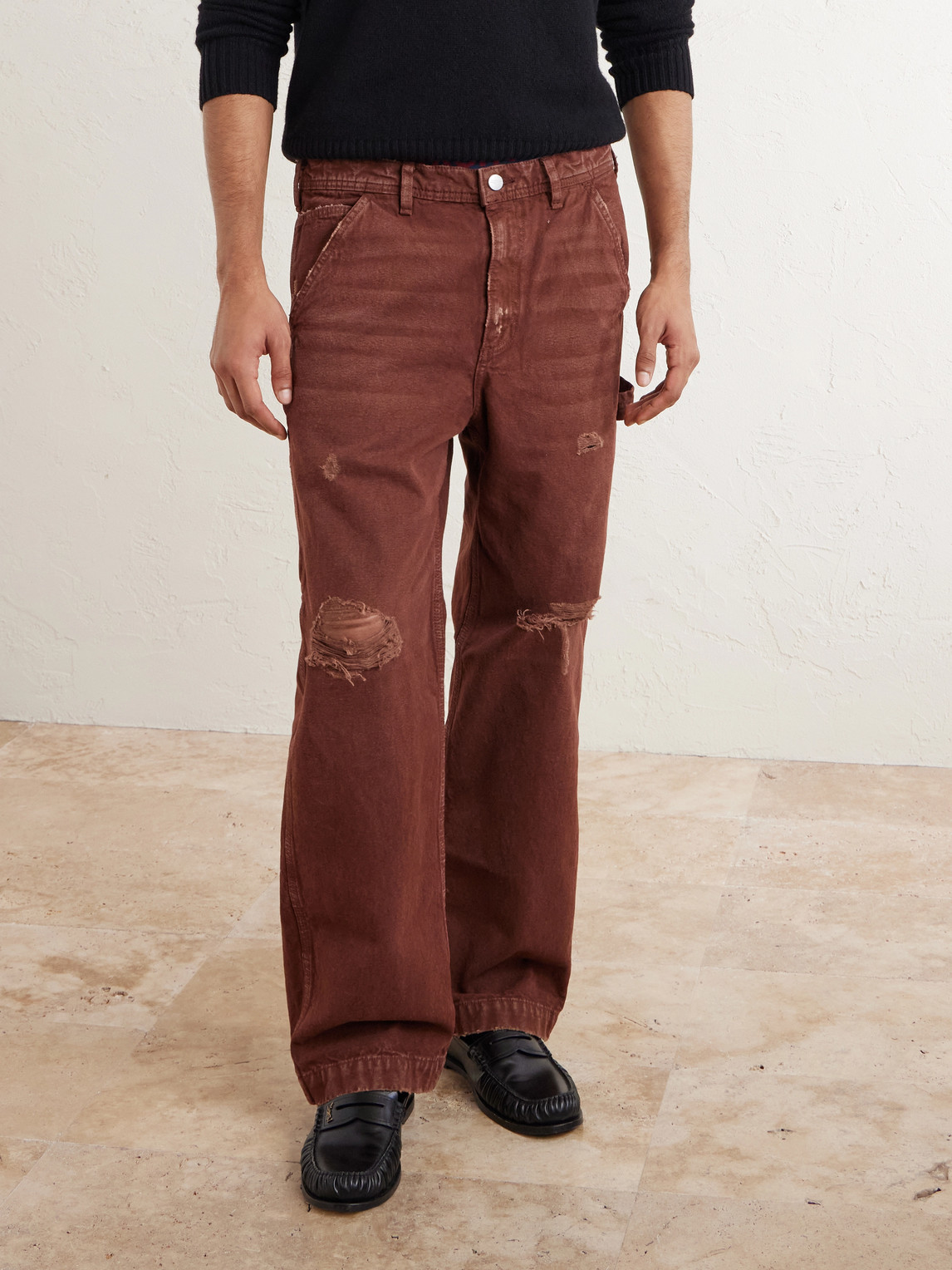  Enfants Riches Déprimés - Paint Straight-leg Distressed Cotton-canvas Trousers - Men - Brown - Uk/us 30 
