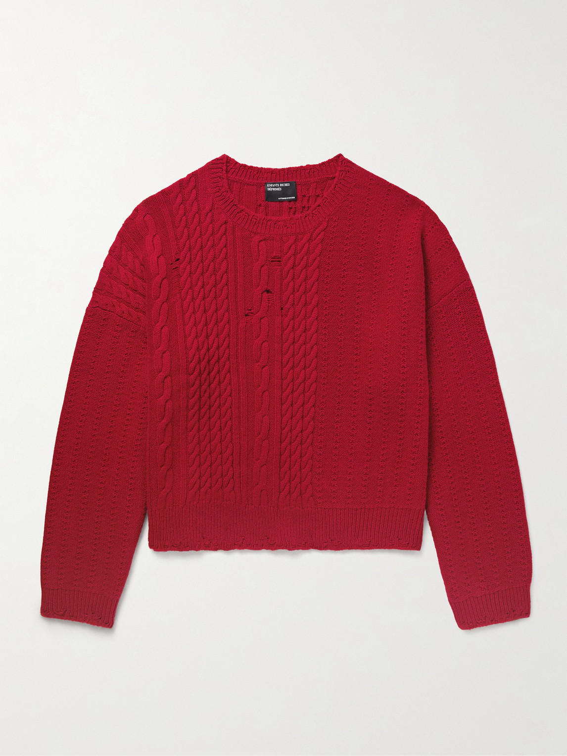 Enfants Riches Déprimés Distressed Cable-Knit Cashmere weater - Men