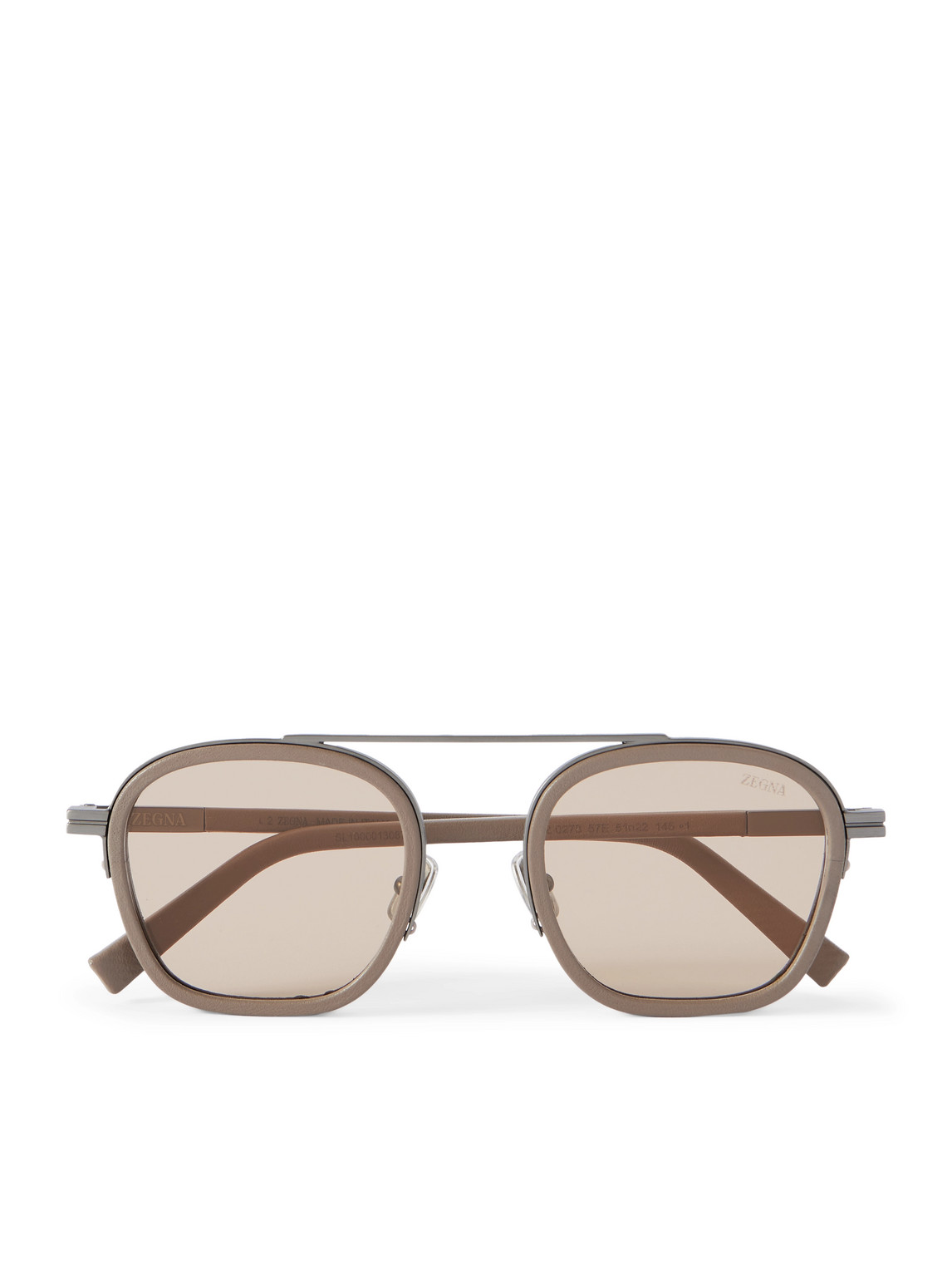 Zegna Aviator-style Acetate And Silver-tone Sunglasses In Neutral