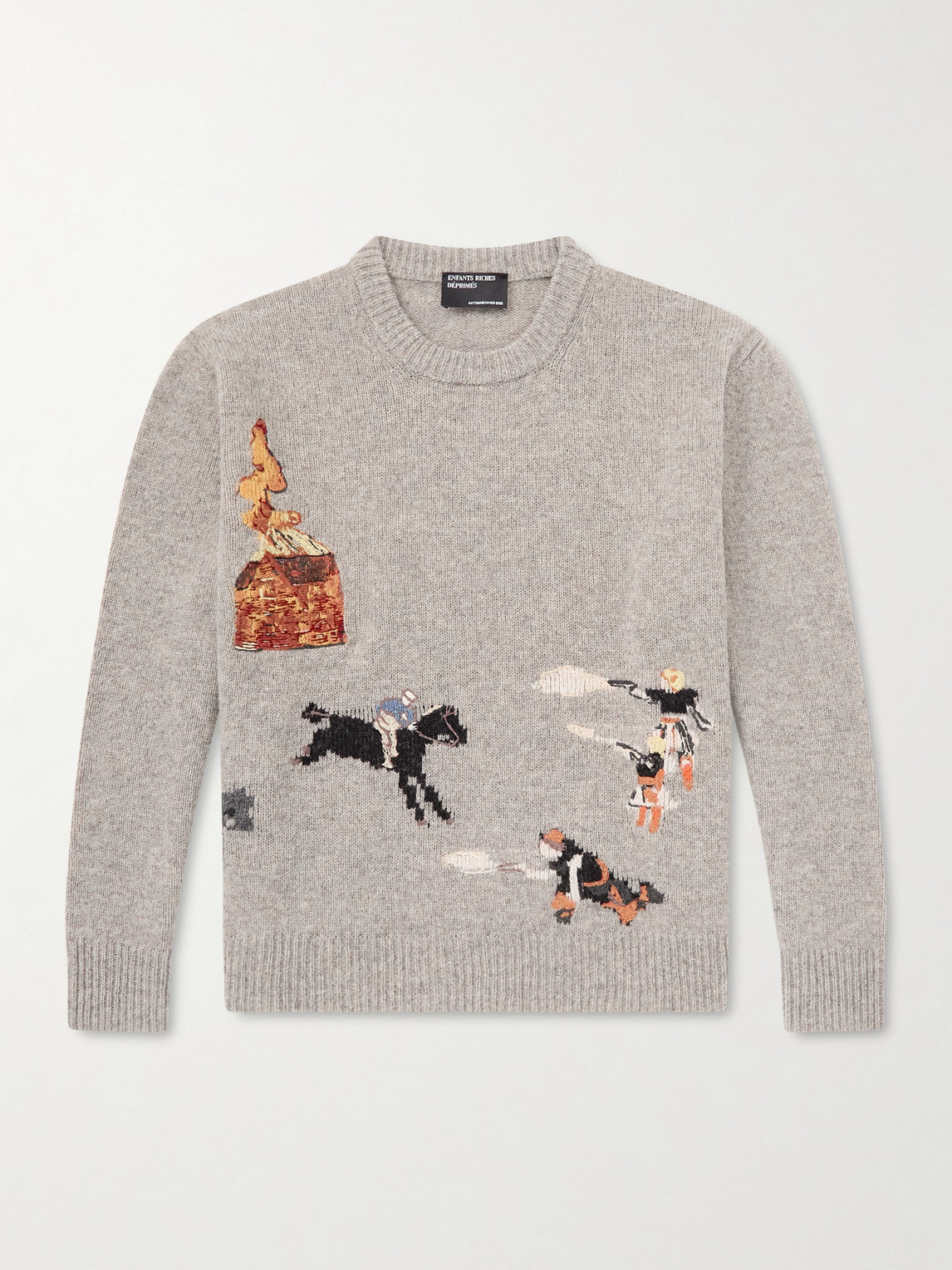 Enfants Riches Déprimés Come Live With Me Embroidered Intarsia Wool weater - Men