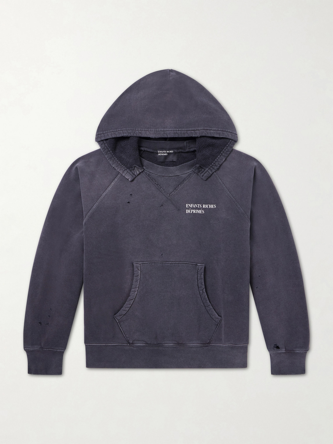 Enfants Riches Déprimés Cropped ogo-Print Distressed Cotton-Jersey Hoodie - Men