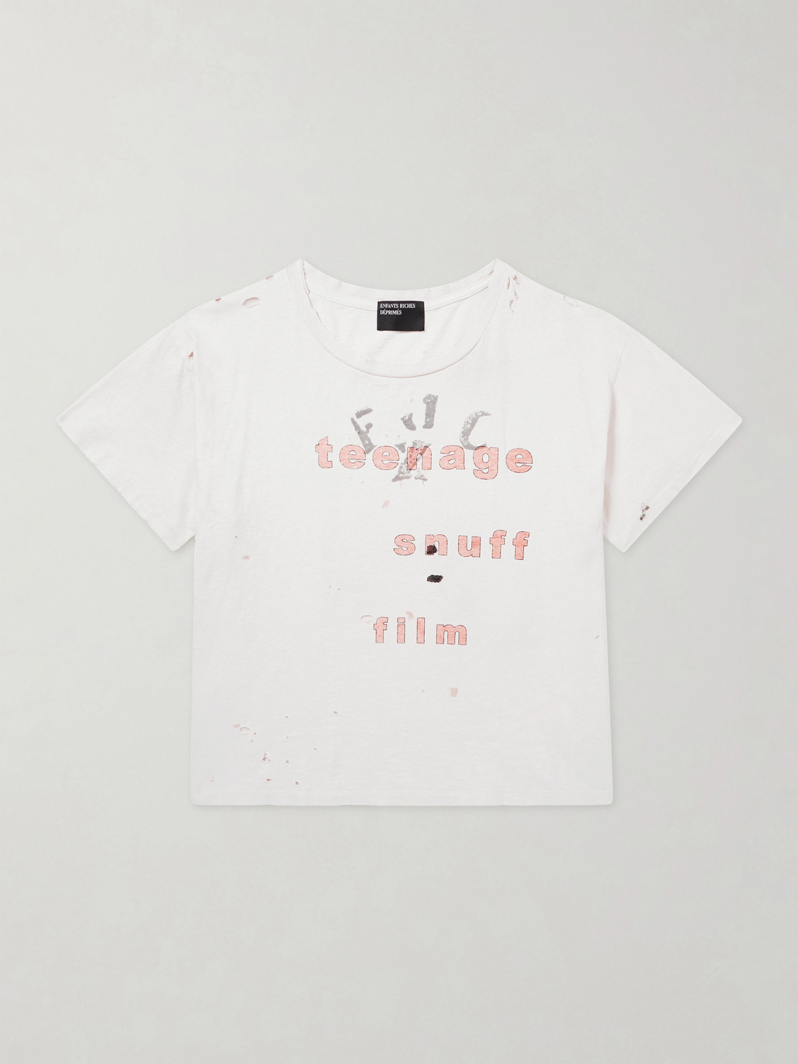 Enfants Riches Déprimés Cropped Printed Distressed Cotton-Jersey T-Shirt - Men