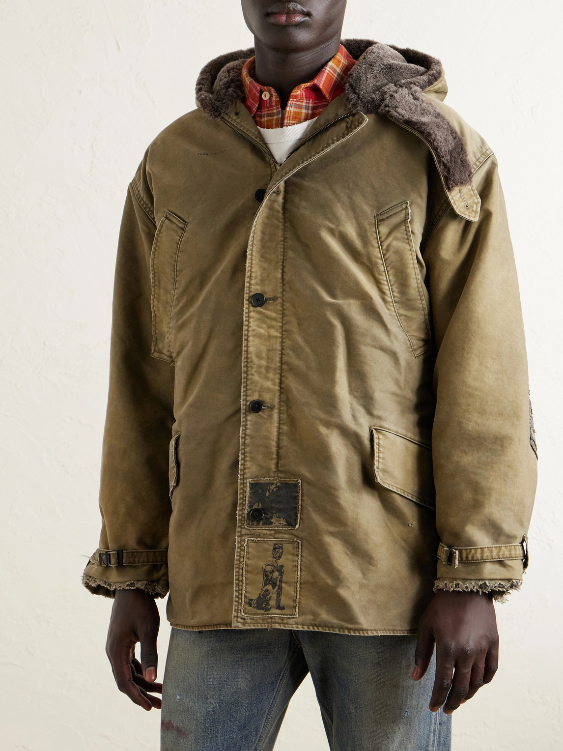  Enfants Riches Déprimés - Vienna Appliquéd Shearling-trimmed Padded Cotton-sateen Hooded Parka - Men - Green - S 