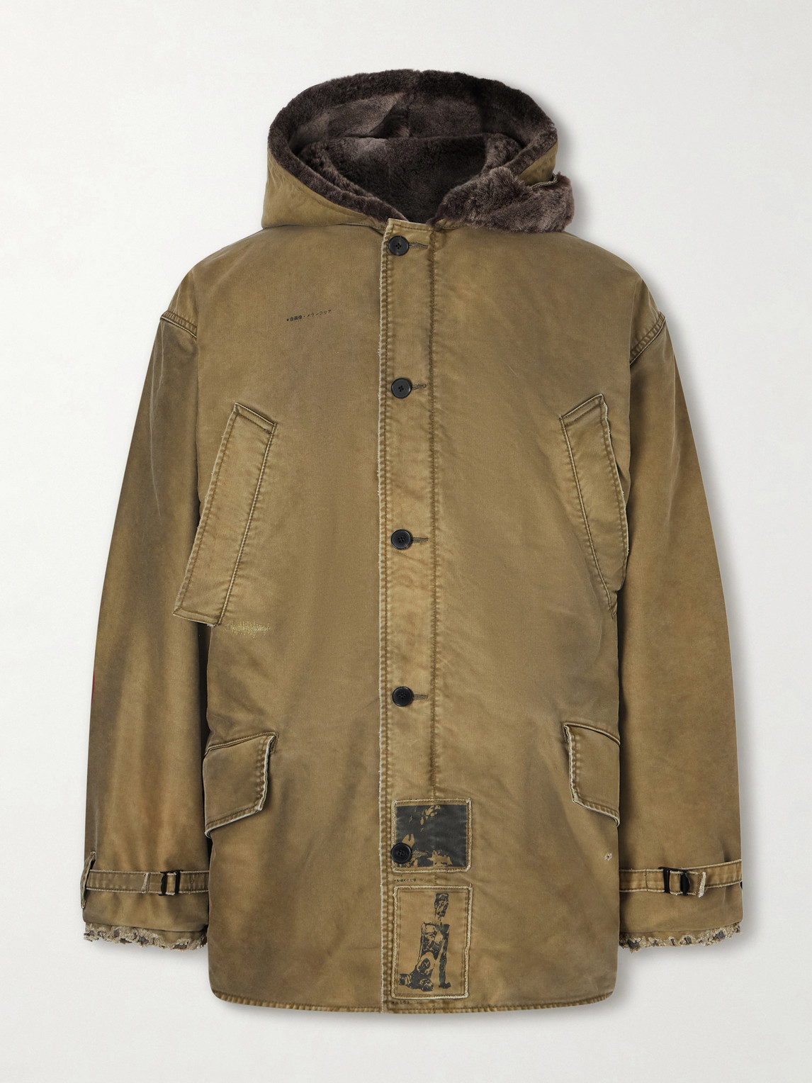 Enfants Riches Déprimés Vienna Appliquéd hearling-Trimmed Padded Cotton-ateen Hooded Parka - Men
