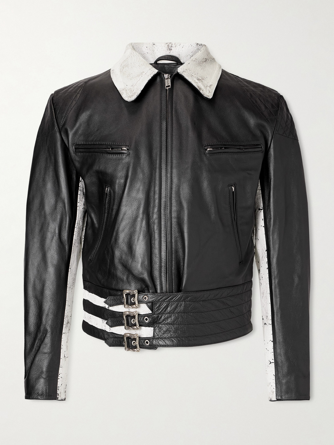 Enfants Riches Déprimés Dog In Restraint Buckled Painted Leather Jacket - Men