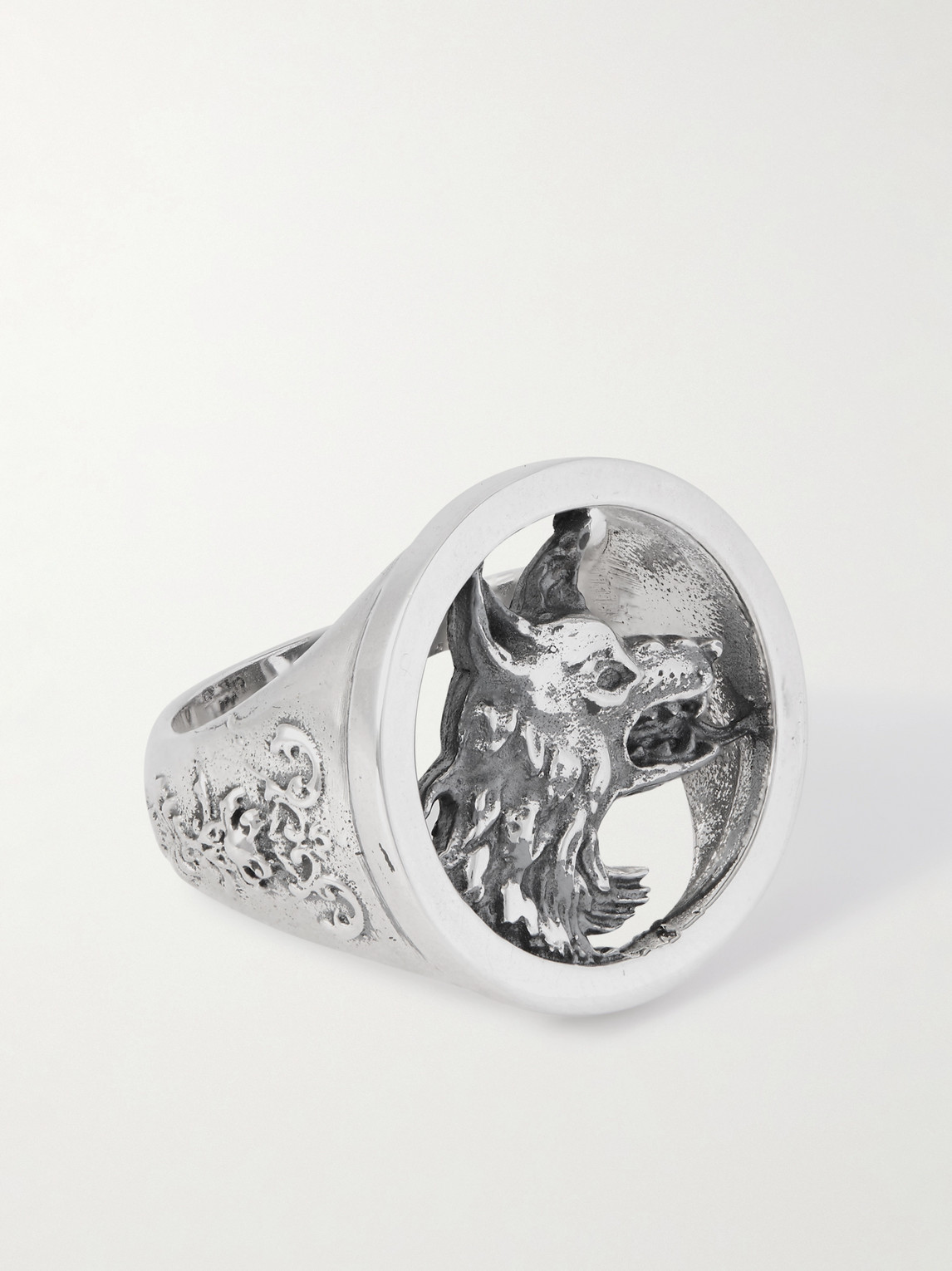 Enfants Riches Deprimes Dog In Restraint Sterling Silver Ring In Metallic