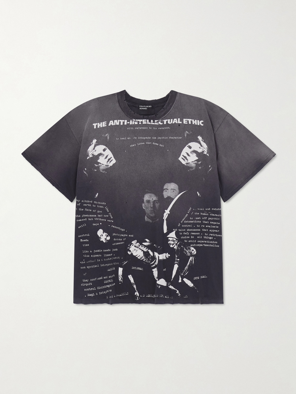 Enfants Riches Déprimés Anti-Intellectual Ethic Distressed Printed Cotton-Jersey T-Shirten