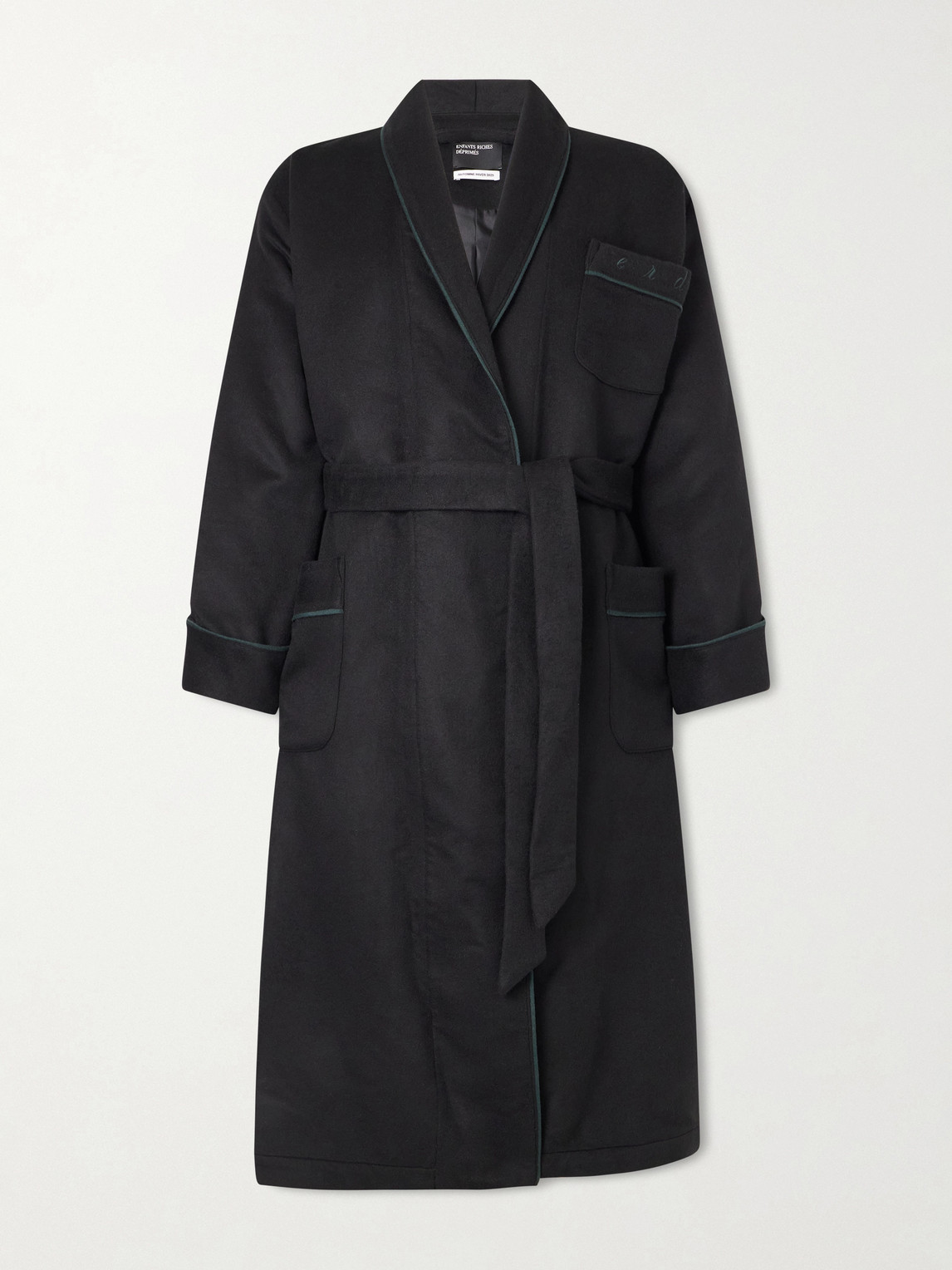 Enfants Riches Déprimés Logo-Embroidered Belted Wool and Cashmere-Blend Robeen