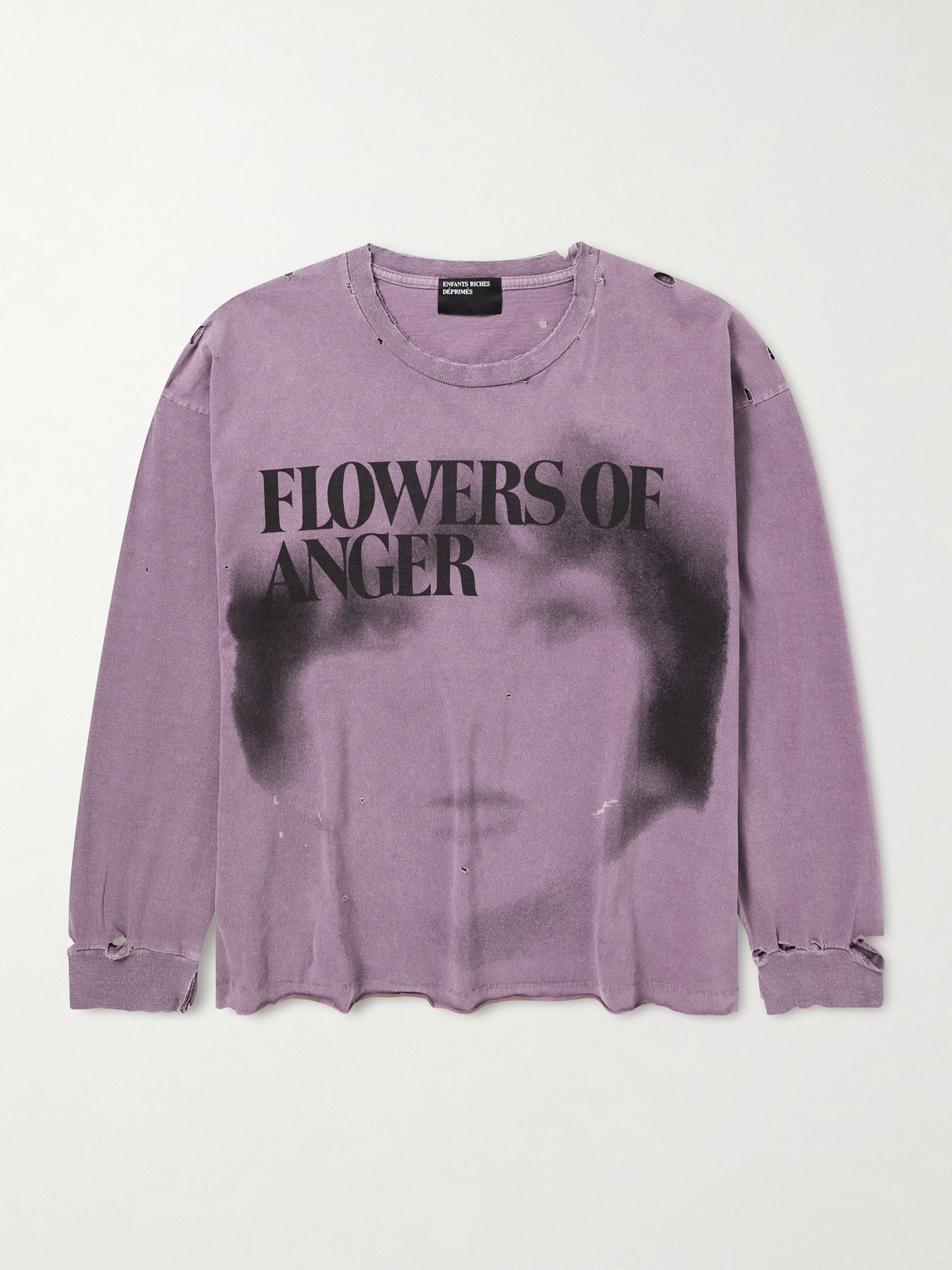 Enfants Riches Déprimés Flowers of Anger Cropped Printed Distressed Cotton T-Shirt - Men